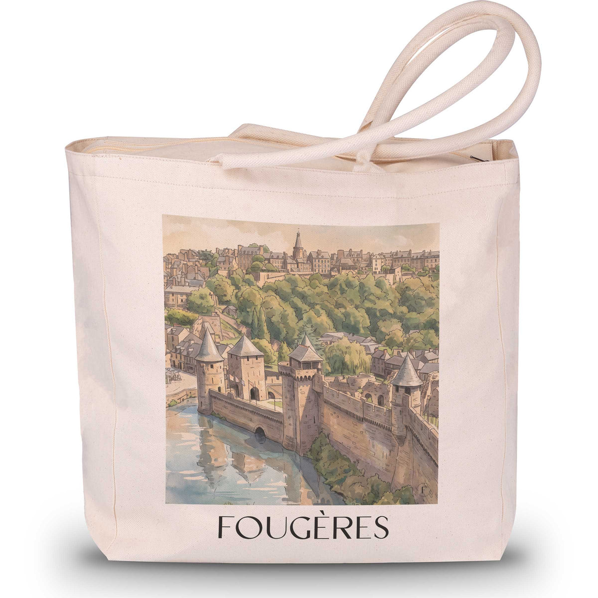fougères-ille-et-vilaine-frankreich-einkaufstasche-aquarell