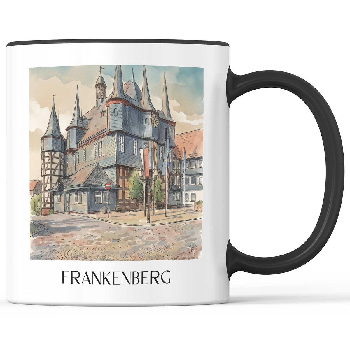frankenberg-hessen-deutschland-kaffeebecher-aquarell