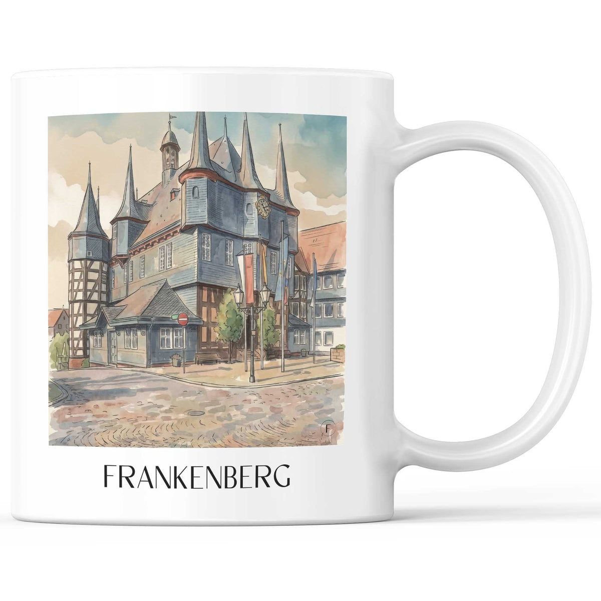 Frankenberg Kaffeebecher - Hessen - Deutschland Becher - Kaffeetasse im Aquarell Stil - favplace