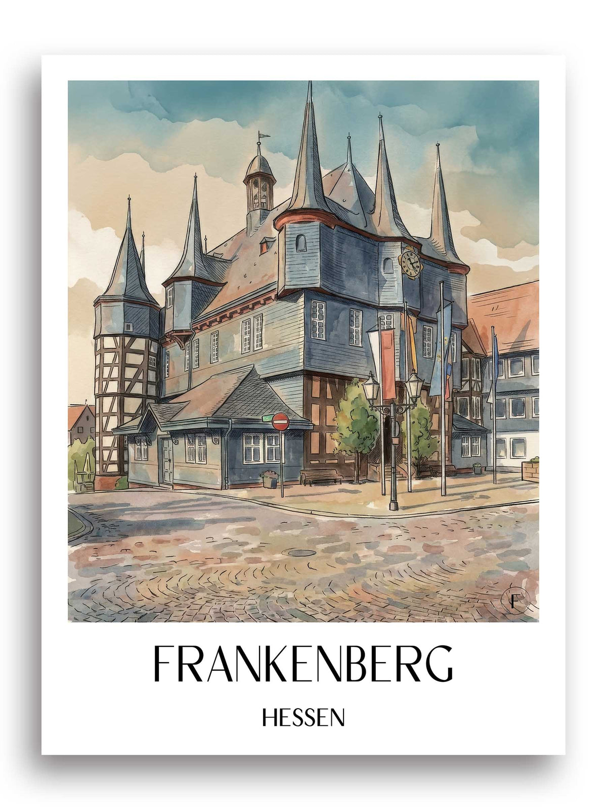 frankenberg-hessen-deutschland-poster-aquarell
