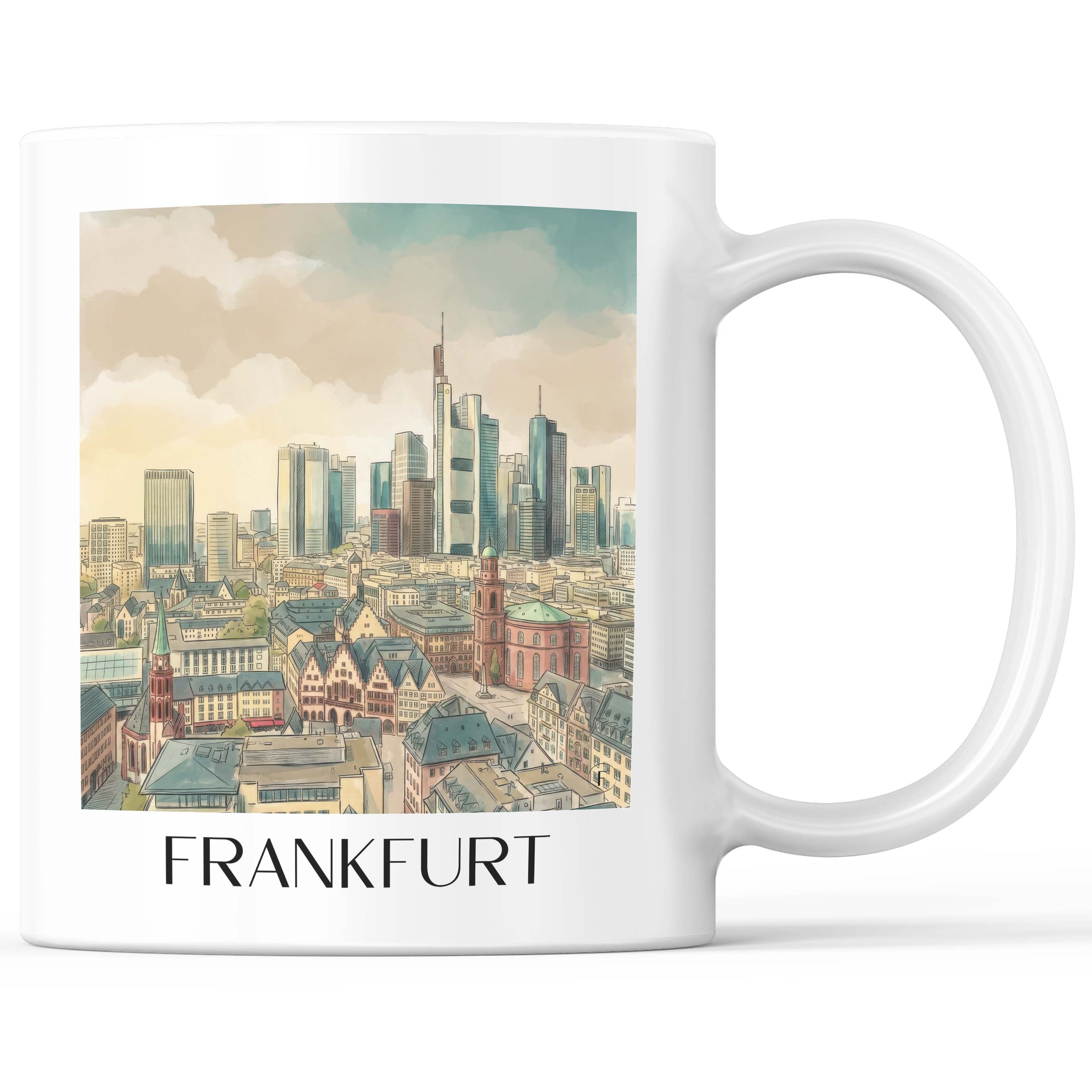 Frankfurt - Deutschland Becher - Kaffeetasse im Aquarell Stil - favplace