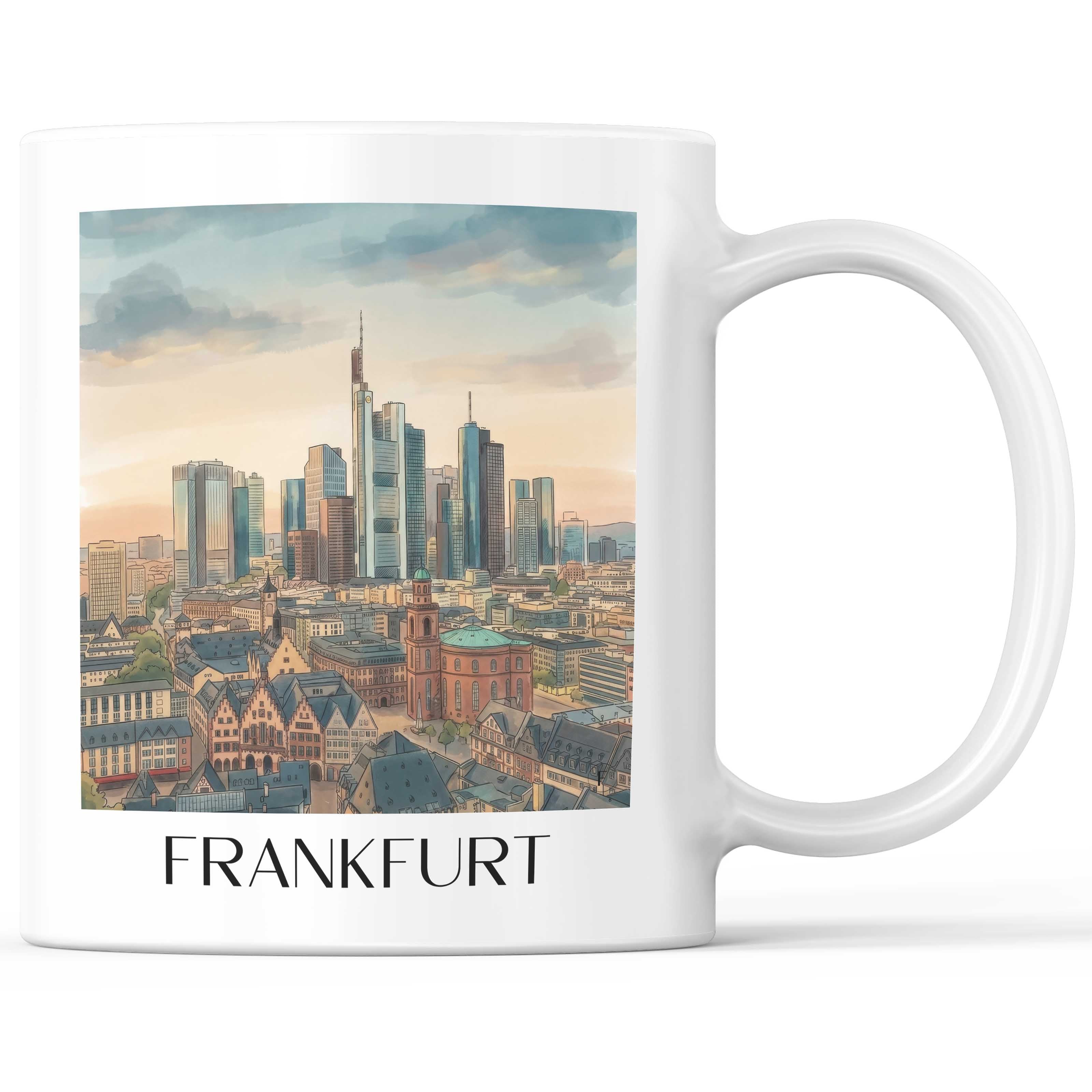 Frankfurt - Deutschland Becher - Kaffeetasse im Aquarell Stil - favplace
