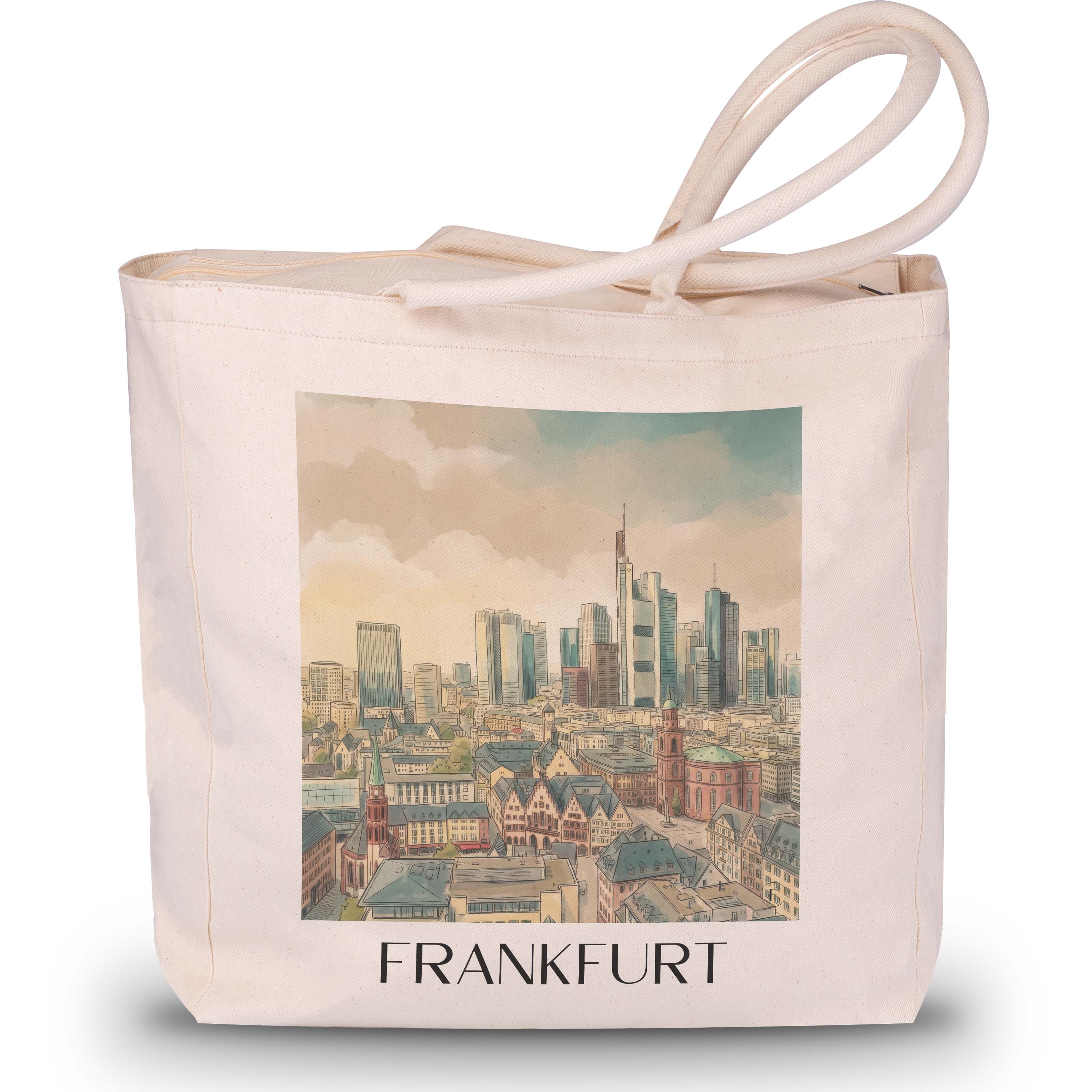 Frankfurt - Deutschland Tote Bag - Einkaufstasche im Aquarell Stil - favplace