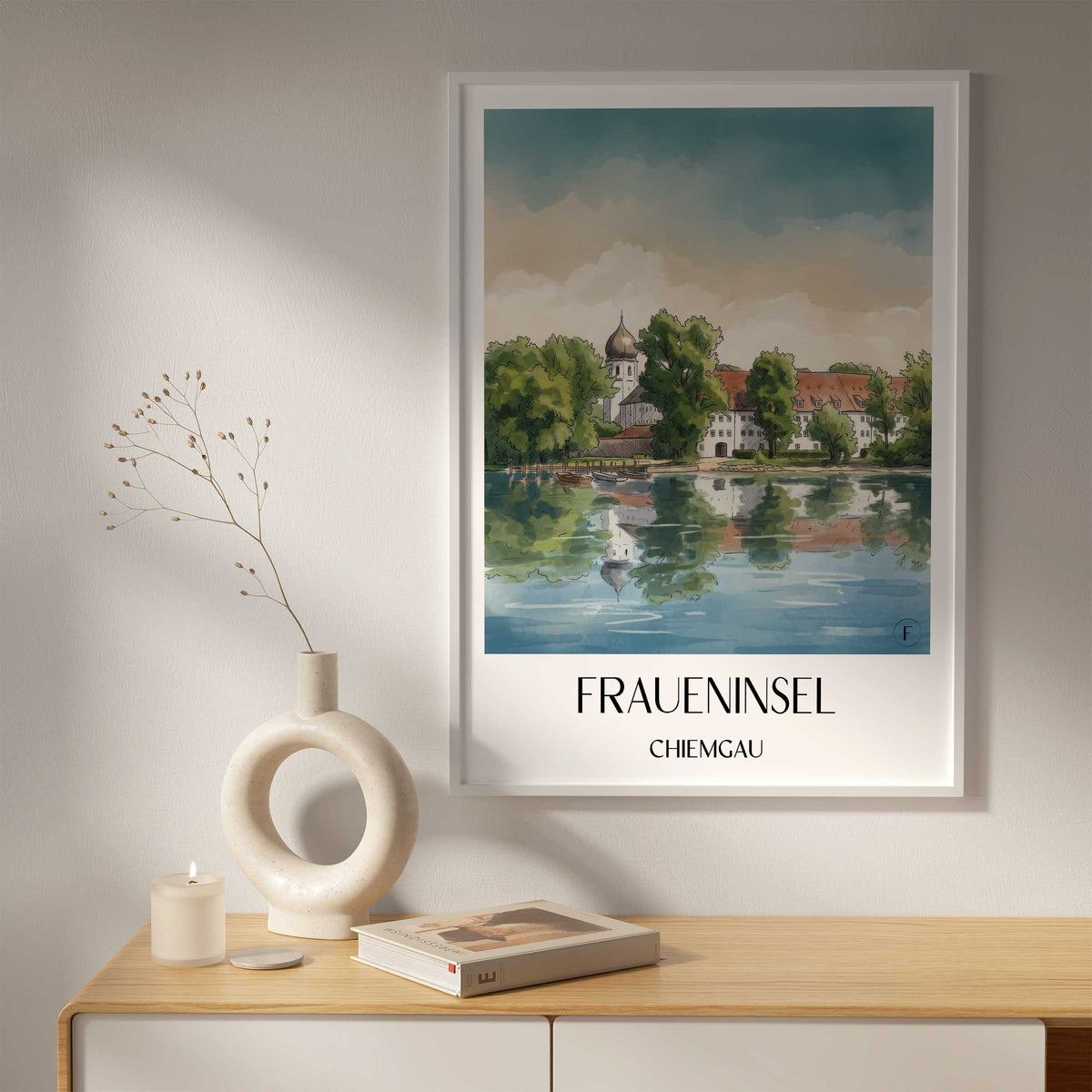 fraueninsel-chiemgau-deutschland-poster-aquarell