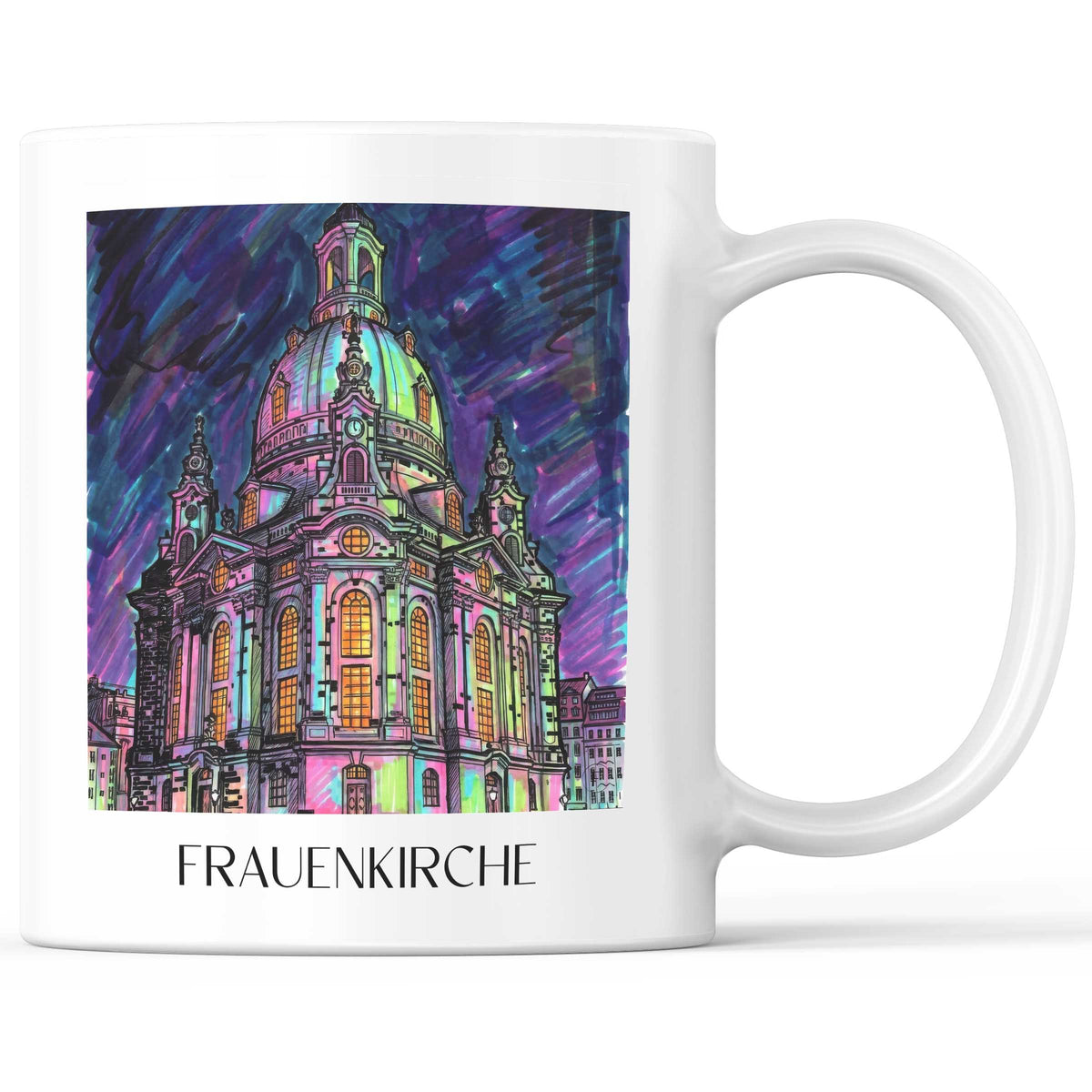 Frauenkirche Kaffeebecher - Dresden - Deutschland Becher - Kaffeetasse im Tag Graffiti Stil - favplace