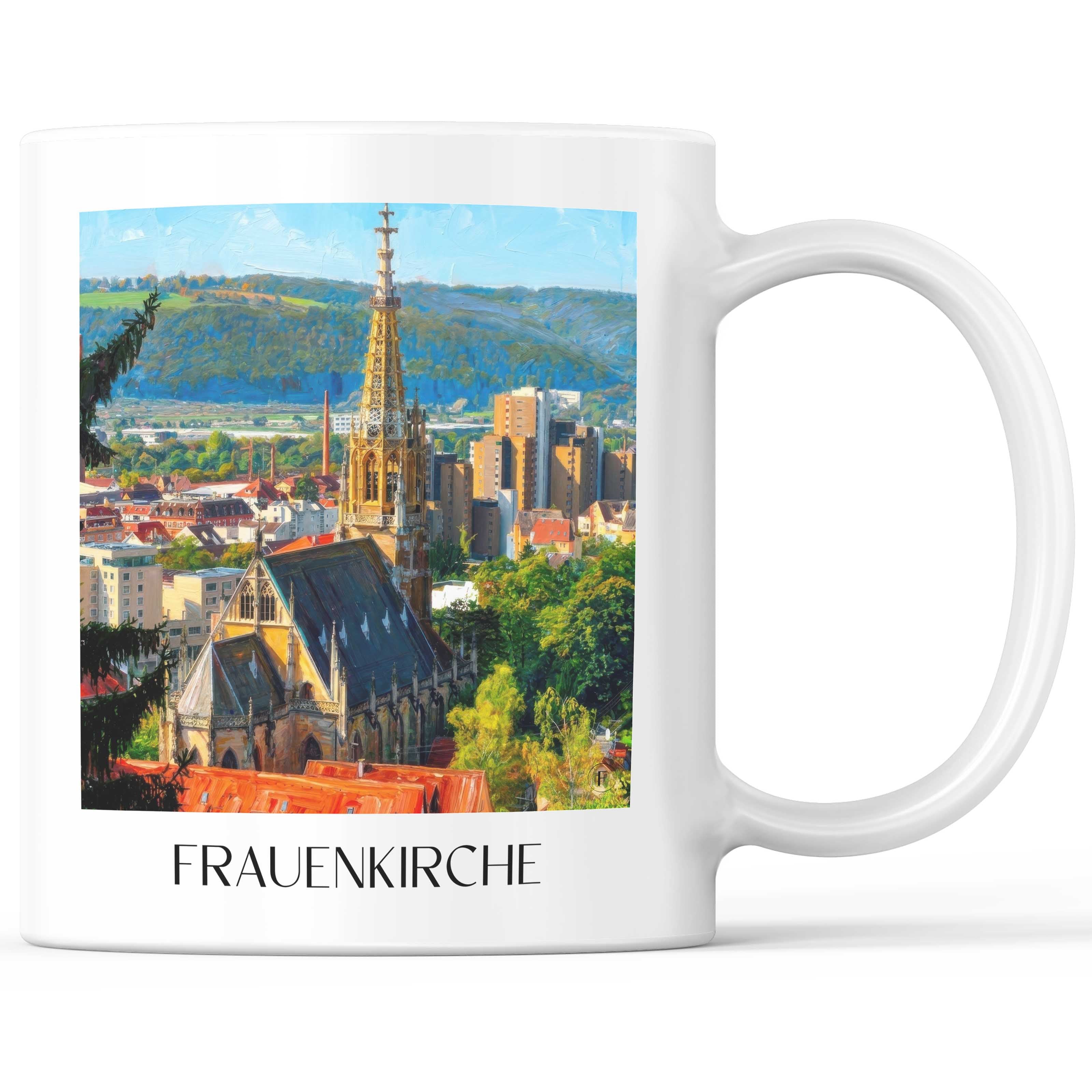 Frauenkirche Kaffeebecher - Esslingen am Neckar - Deutschland Becher - Kaffeetasse im Ölgemälde Stil - favplace