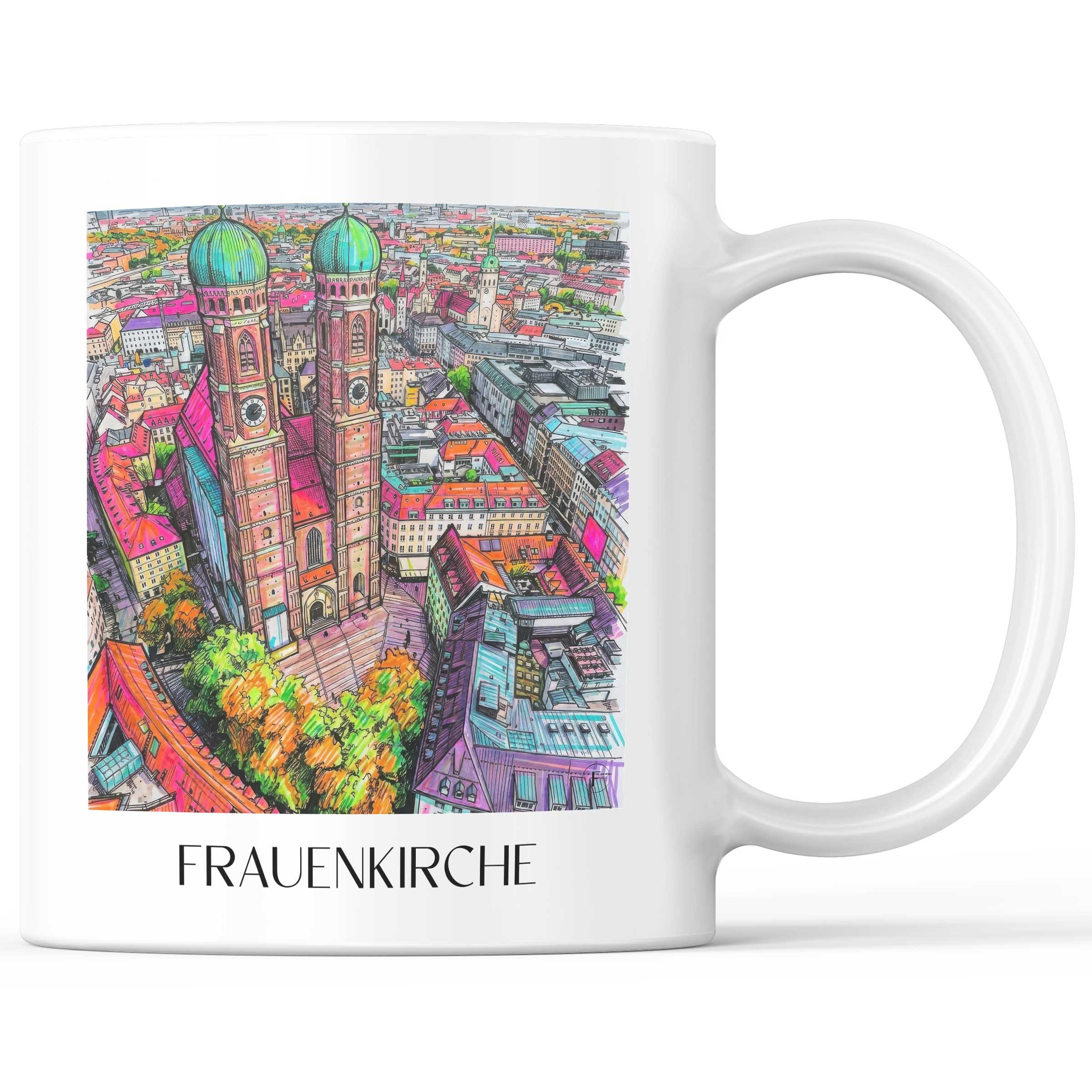 Frauenkirche Kaffeebecher - München - Deutschland Becher - Kaffeetasse im Tag Graffiti Stil