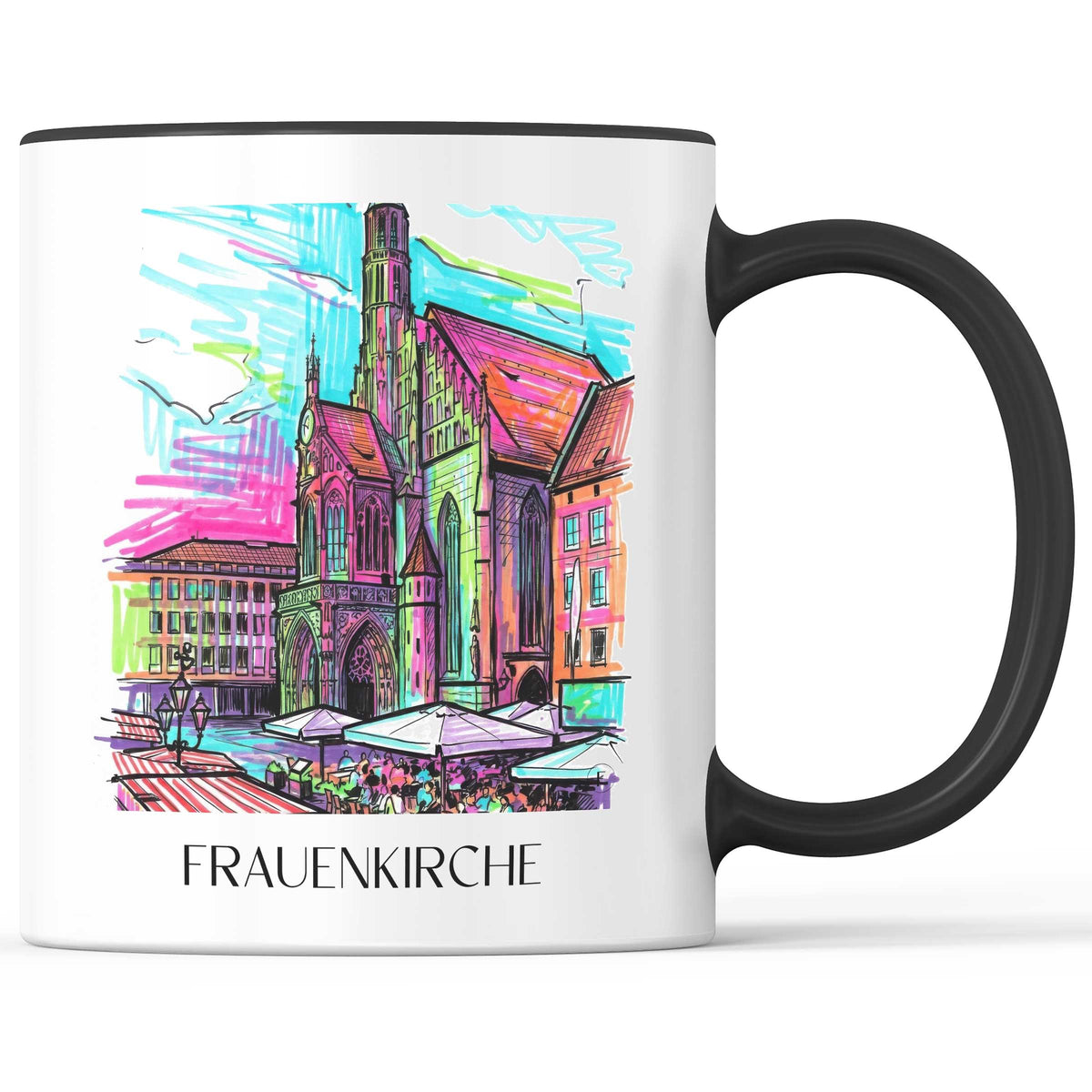 Frauenkirche Kaffeebecher - Nürnberg - Deutschland Becher - Kaffeetasse im Tag Graffiti Stil - favplace
