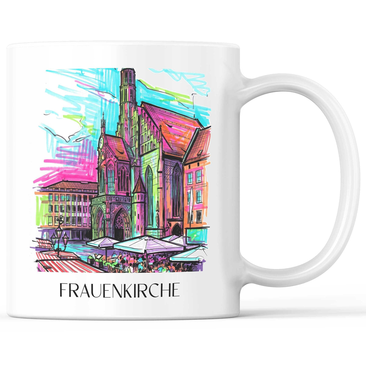 Frauenkirche Kaffeebecher - Nürnberg - Deutschland Becher - Kaffeetasse im Tag Graffiti Stil - favplace
