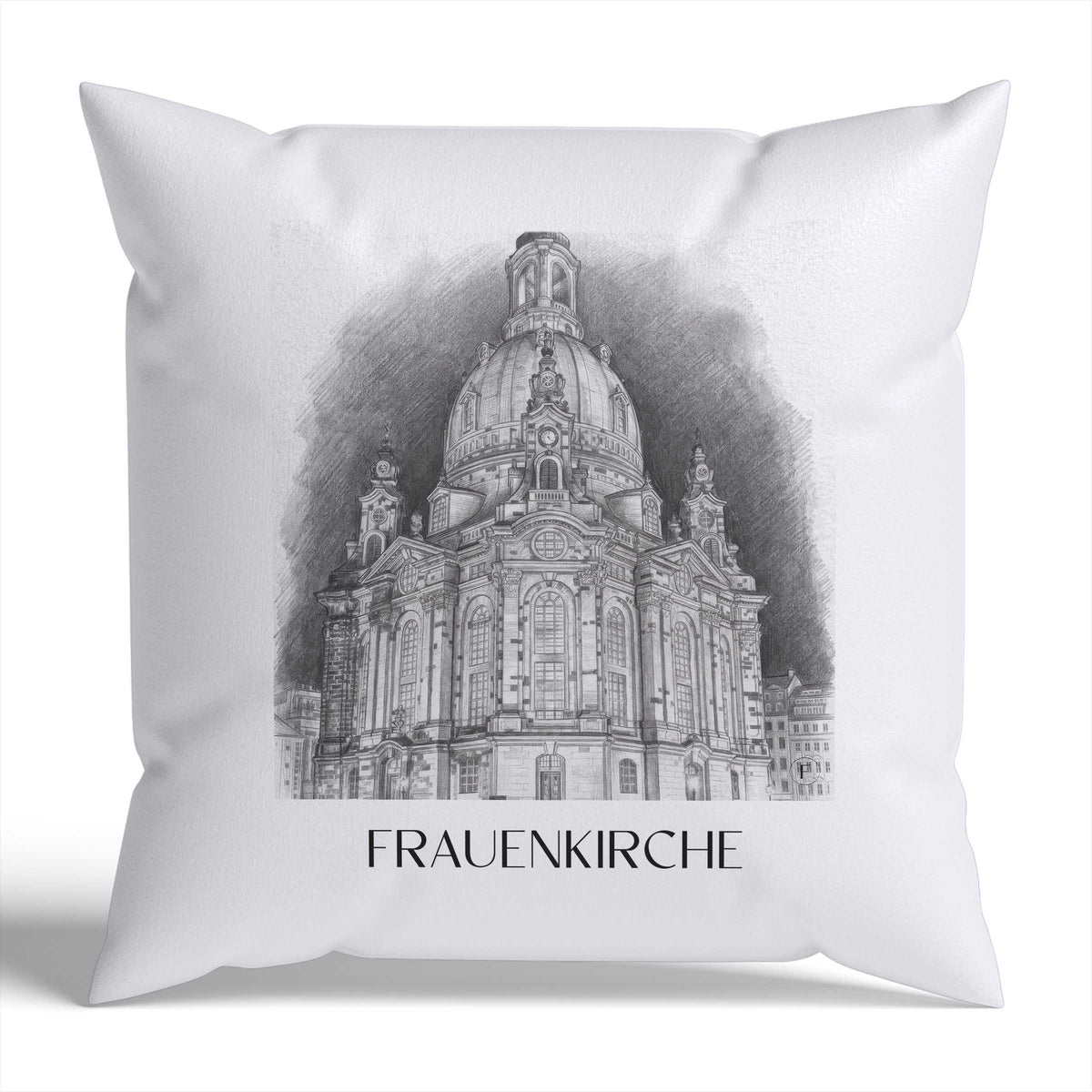 Frauenkirche Kissenhülle - Zierkissen Bezug - Dresden - Deutschland Kissen bzw. Kissenbezug im Zeichnung Stil - favplace