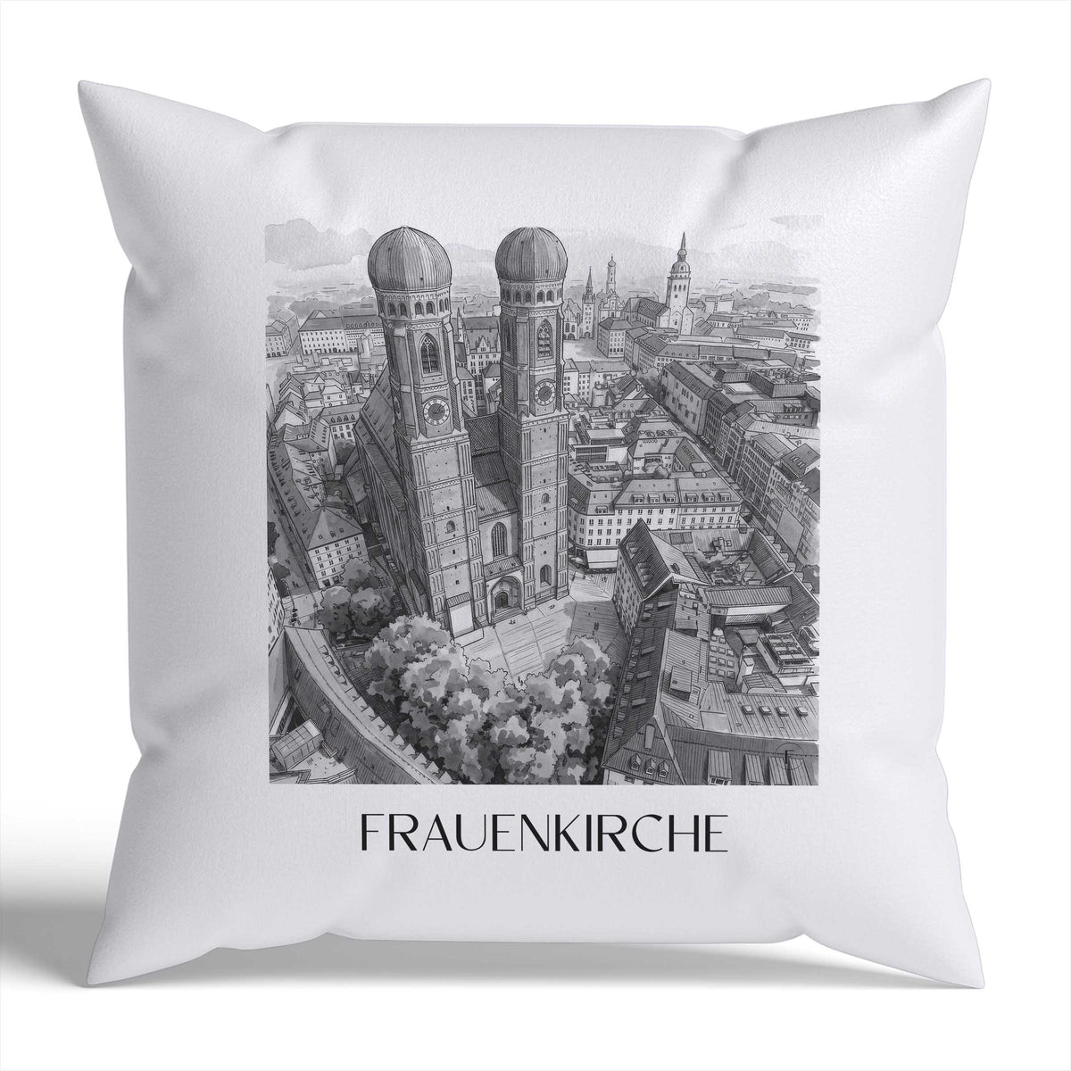 frauenkirche-münchen-deutschland-kissenbezug-aquarell-schwarz-weiss