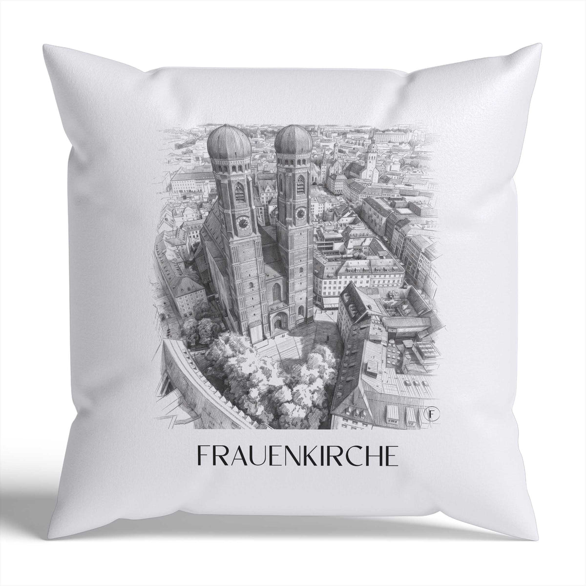 Frauenkirche Kissenhülle - Zierkissen Bezug - München - Deutschland Kissen bzw. Kissenbezug im Zeichnung Stil - favplace