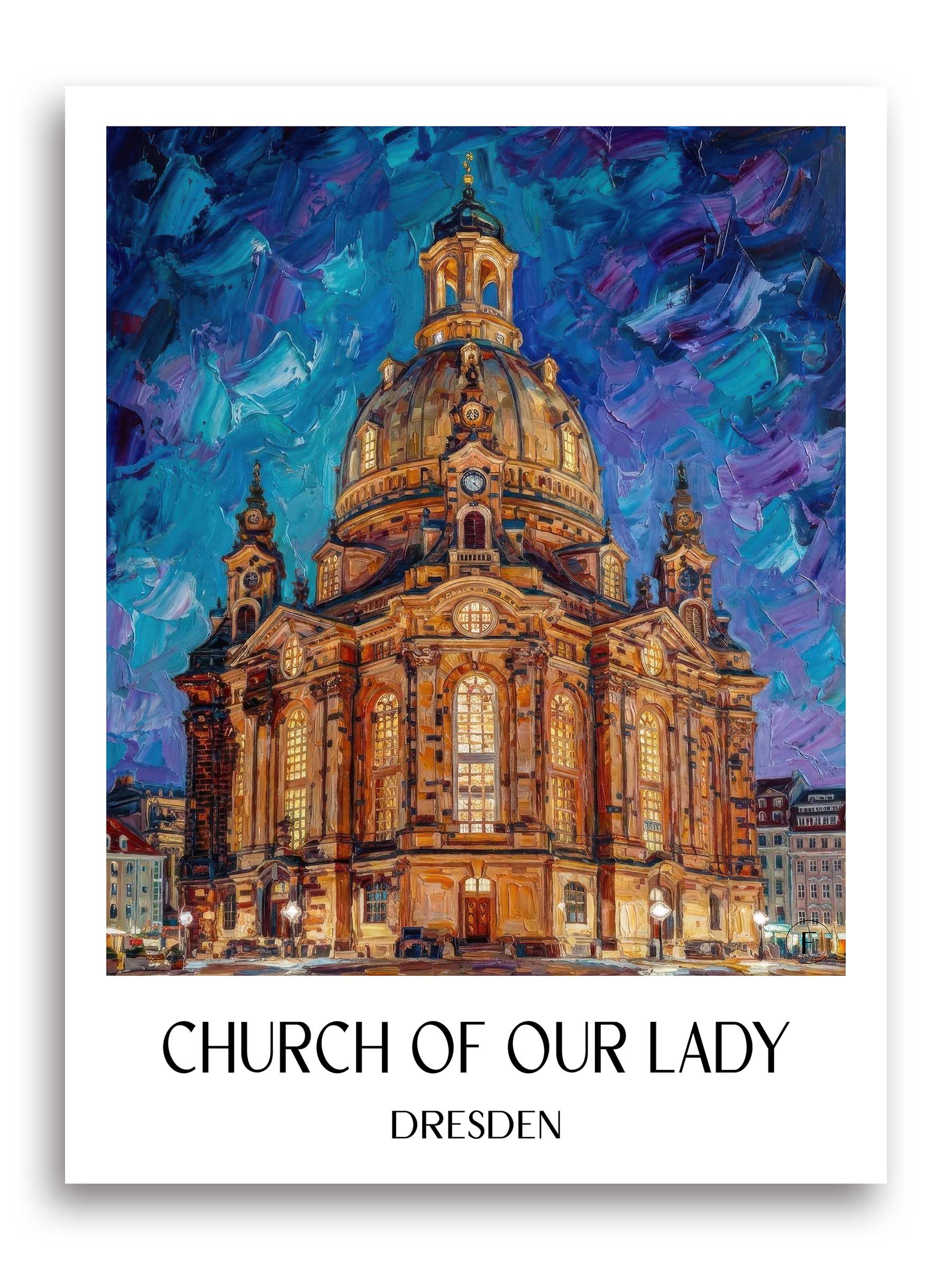 Frauenkirche Poster - Dresden - Deutschland Kunstdruck - Ölgemälde von A4 bis A1 - favplace