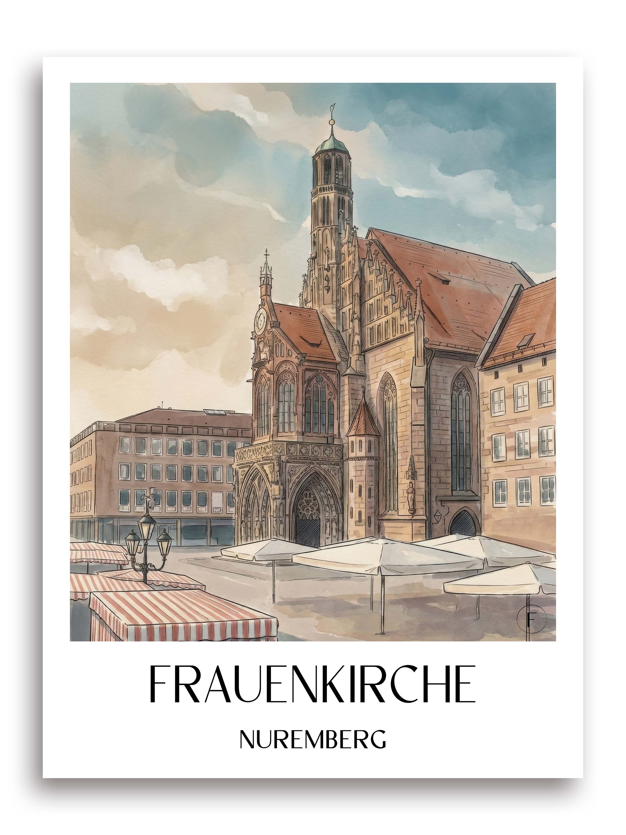 Frauenkirche Poster - Nürnberg - Deutschland Kunstdruck - Aquarell von A4 bis A1 - favplace