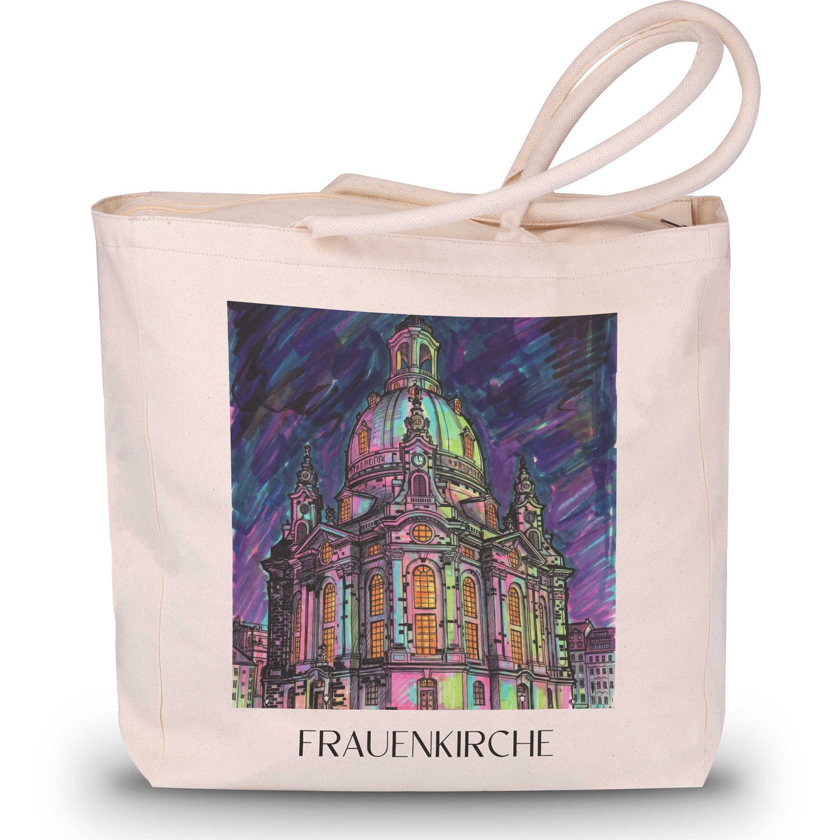 Frauenkirche Shopping Tasche - Dresden - Deutschland Tote Bag - Einkaufstasche im Tag Graffiti Stil - favplace
