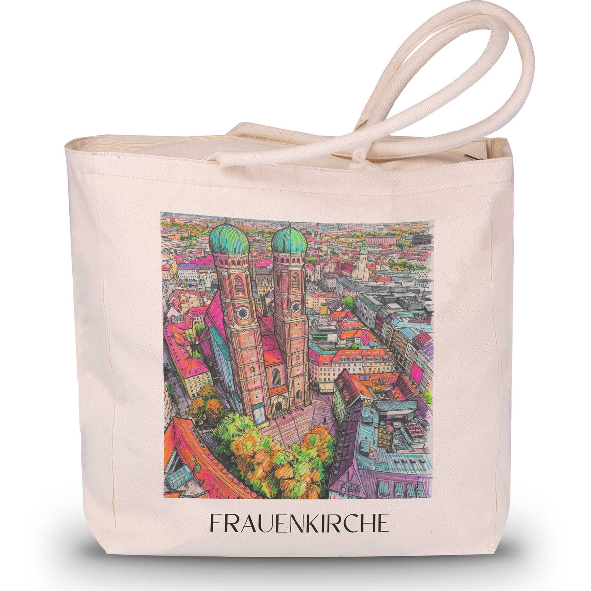 Frauenkirche Shopping Tasche - München - Deutschland Tote Bag - Einkaufstasche im Tag Graffiti Stil - favplace