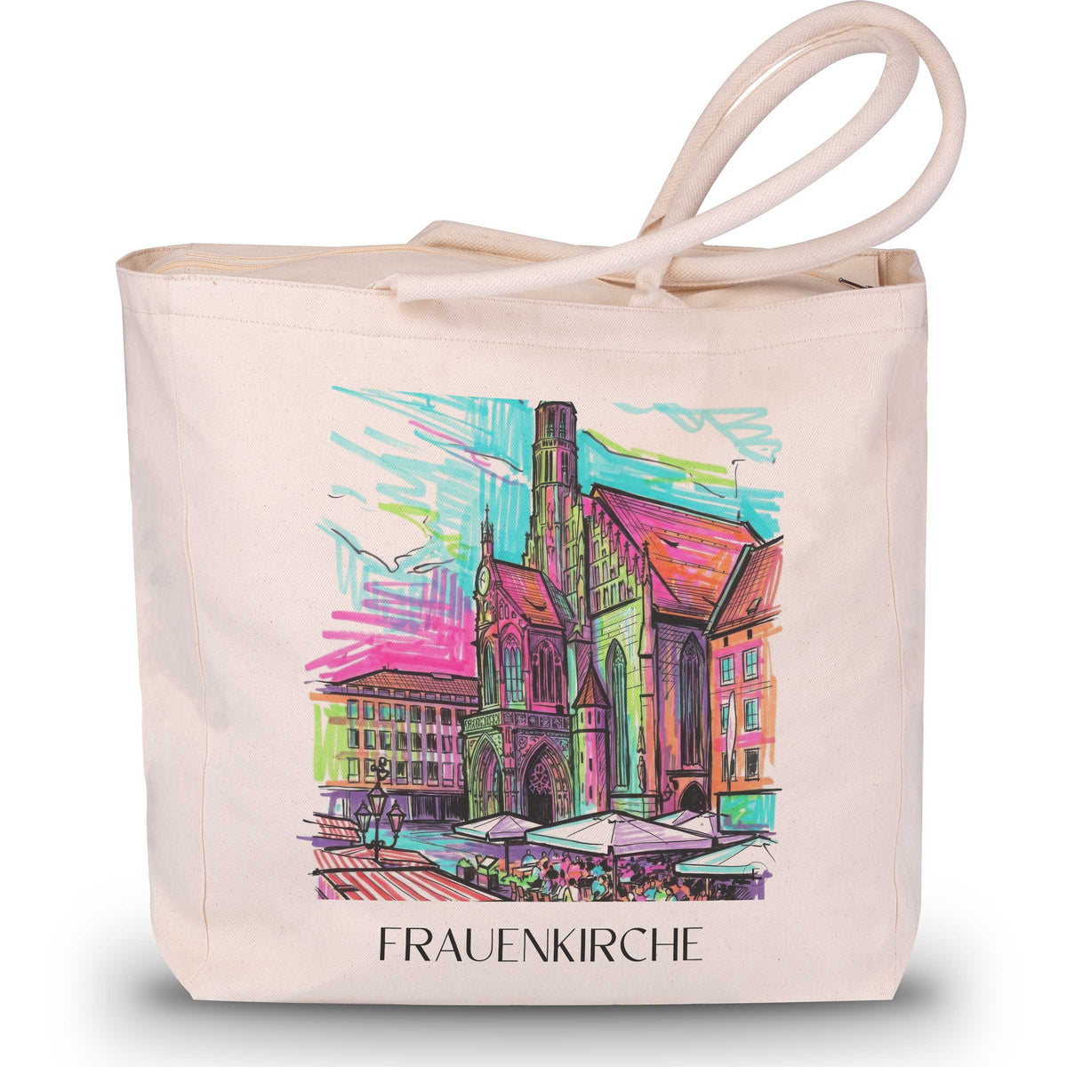 Frauenkirche Shopping Tasche - Nürnberg - Deutschland Tote Bag - Einkaufstasche im Tag Graffiti Stil - favplace