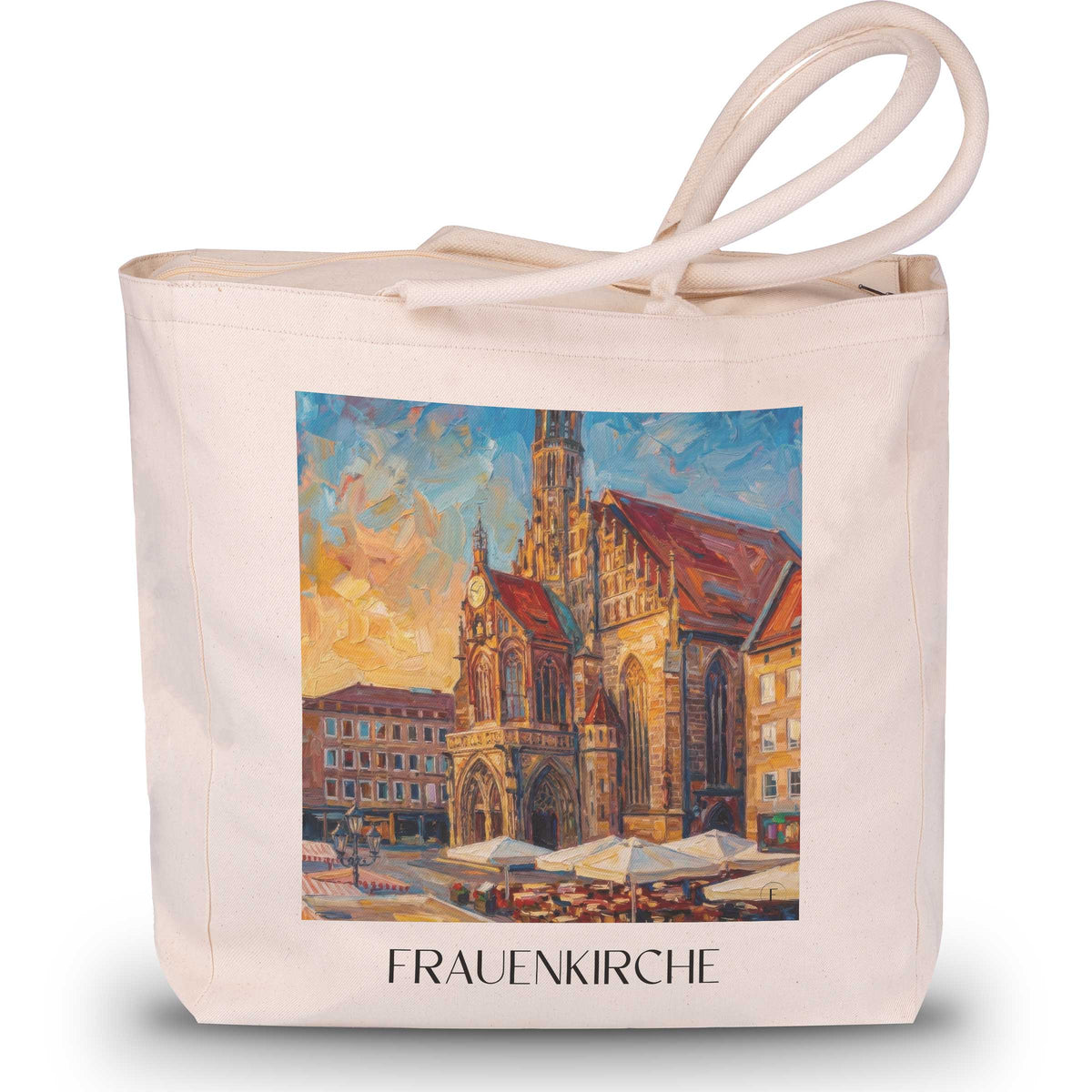 Frauenkirche Shopping Tasche - Nürnberg - Deutschland Tote Bag - Einkaufstasche im Ölgemälde Stil - favplace