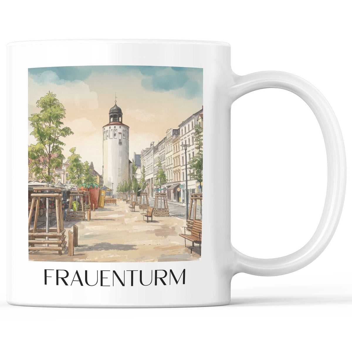 Frauenturm Kaffeebecher - Görlitz - Deutschland Becher - Kaffeetasse im Aquarell Stil - favplace