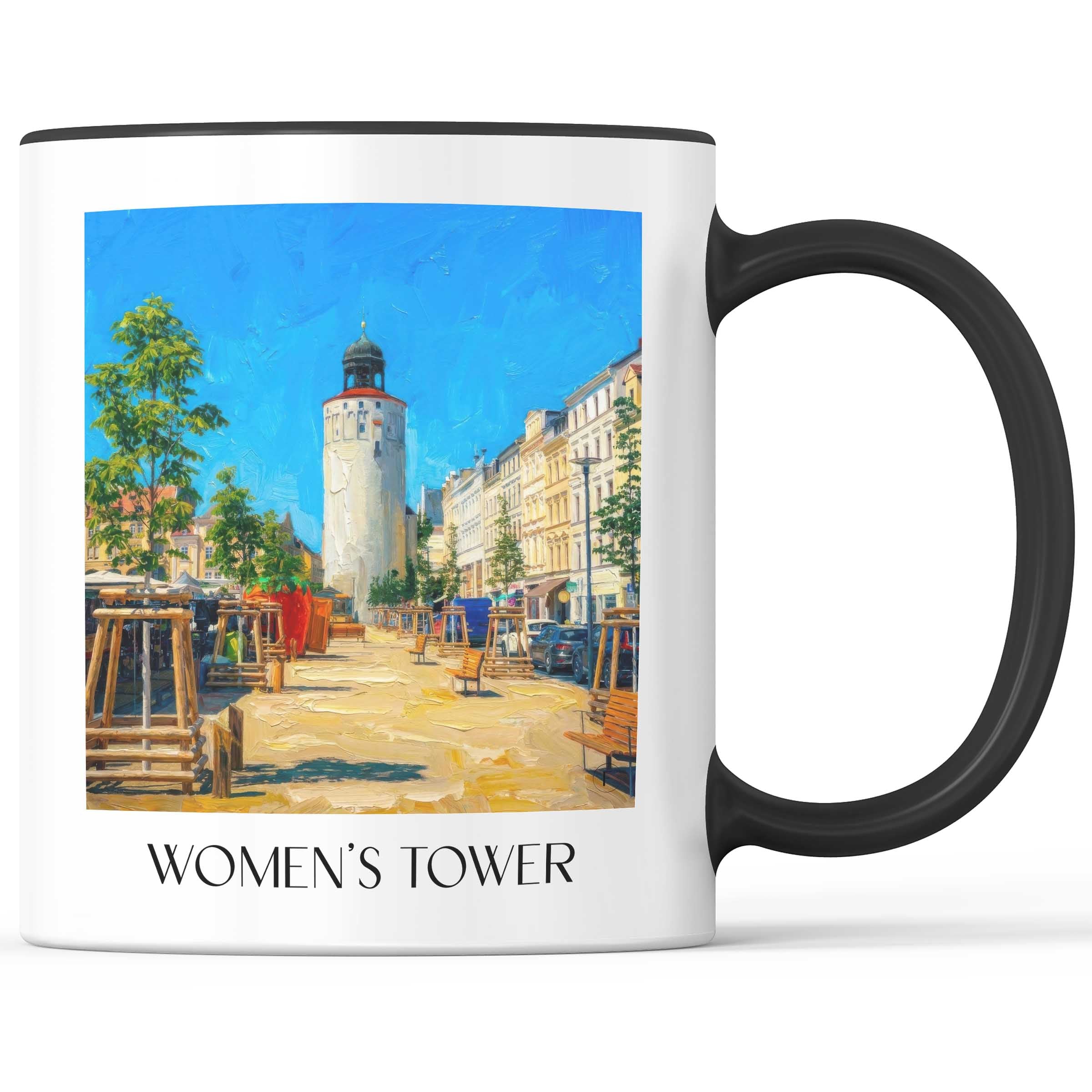 Frauenturm Kaffeebecher - Görlitz - Deutschland Becher - Kaffeetasse im Ölgemälde Stil - favplace