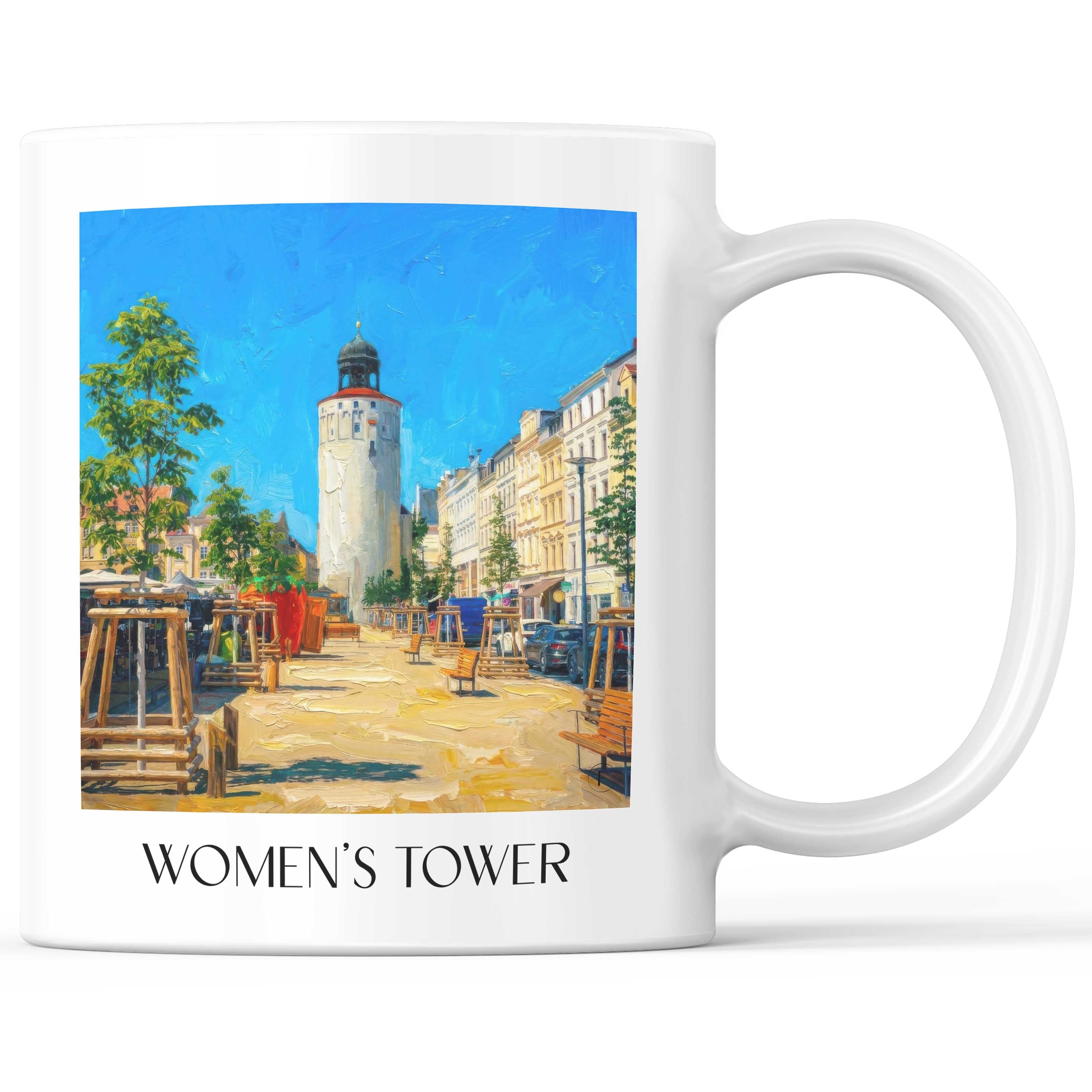 Frauenturm Kaffeebecher - Görlitz - Deutschland Becher - Kaffeetasse im Ölgemälde Stil - favplace