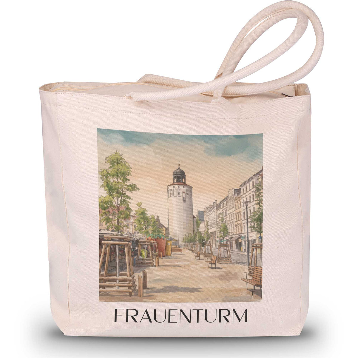 frauenturm-görlitz-deutschland-einkaufstasche-aquarell
