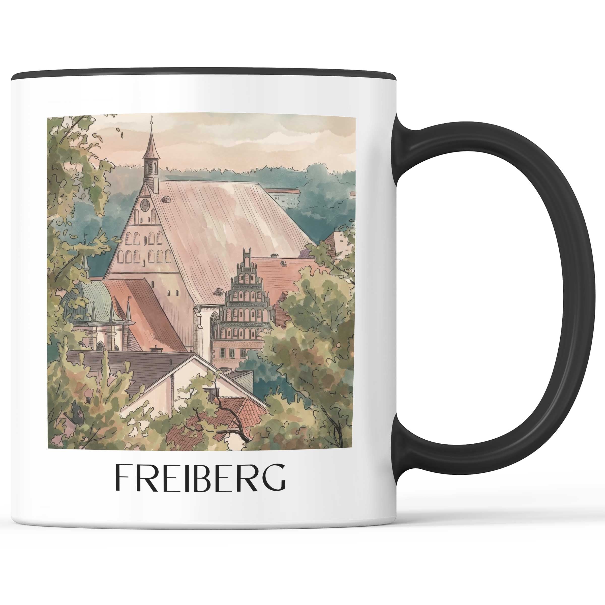 Freiberg Kaffeebecher - Erzgebirge - Deutschland Becher - Kaffeetasse im Aquarell Stil - favplace