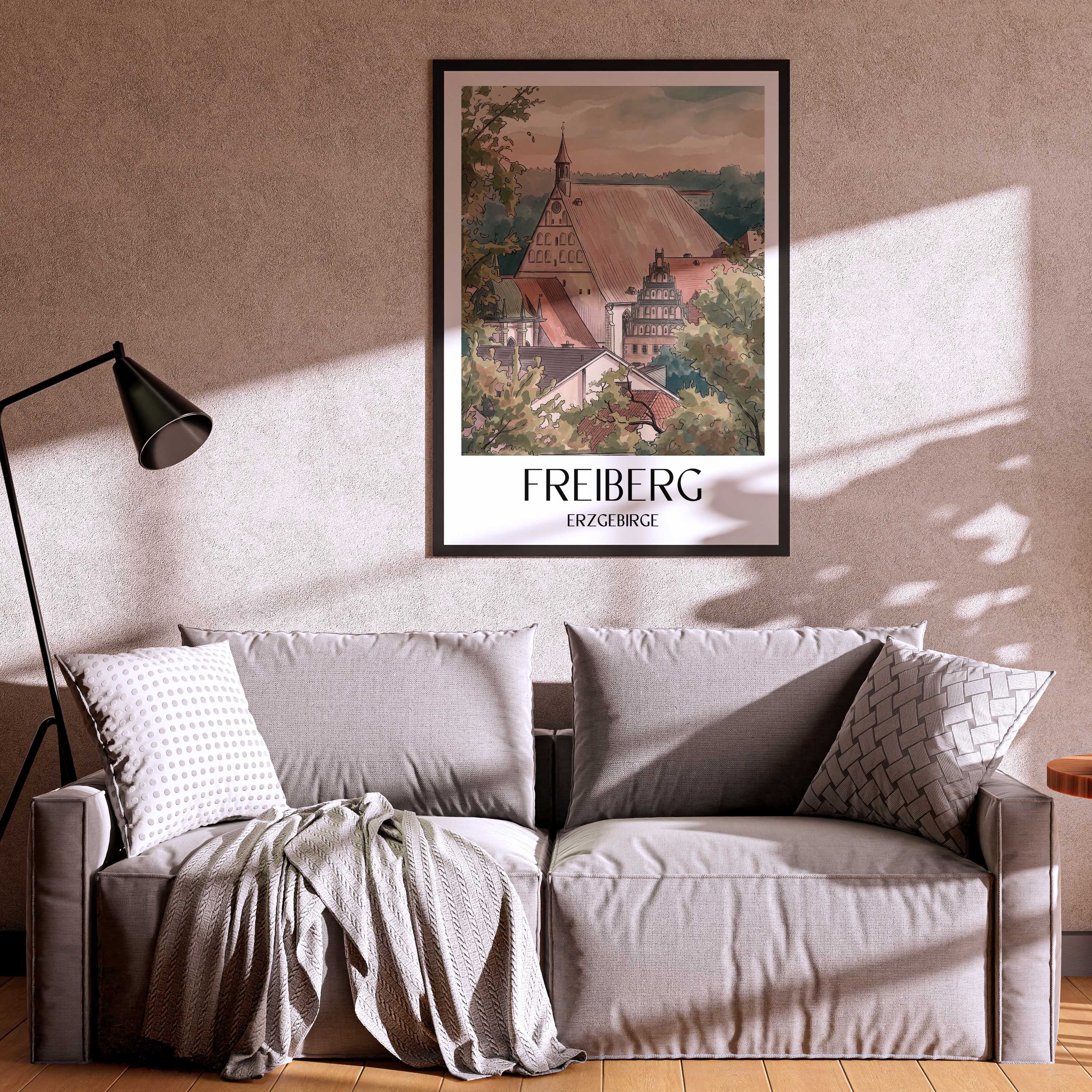 freiberg-erzgebirge-deutschland-poster-aquarell
