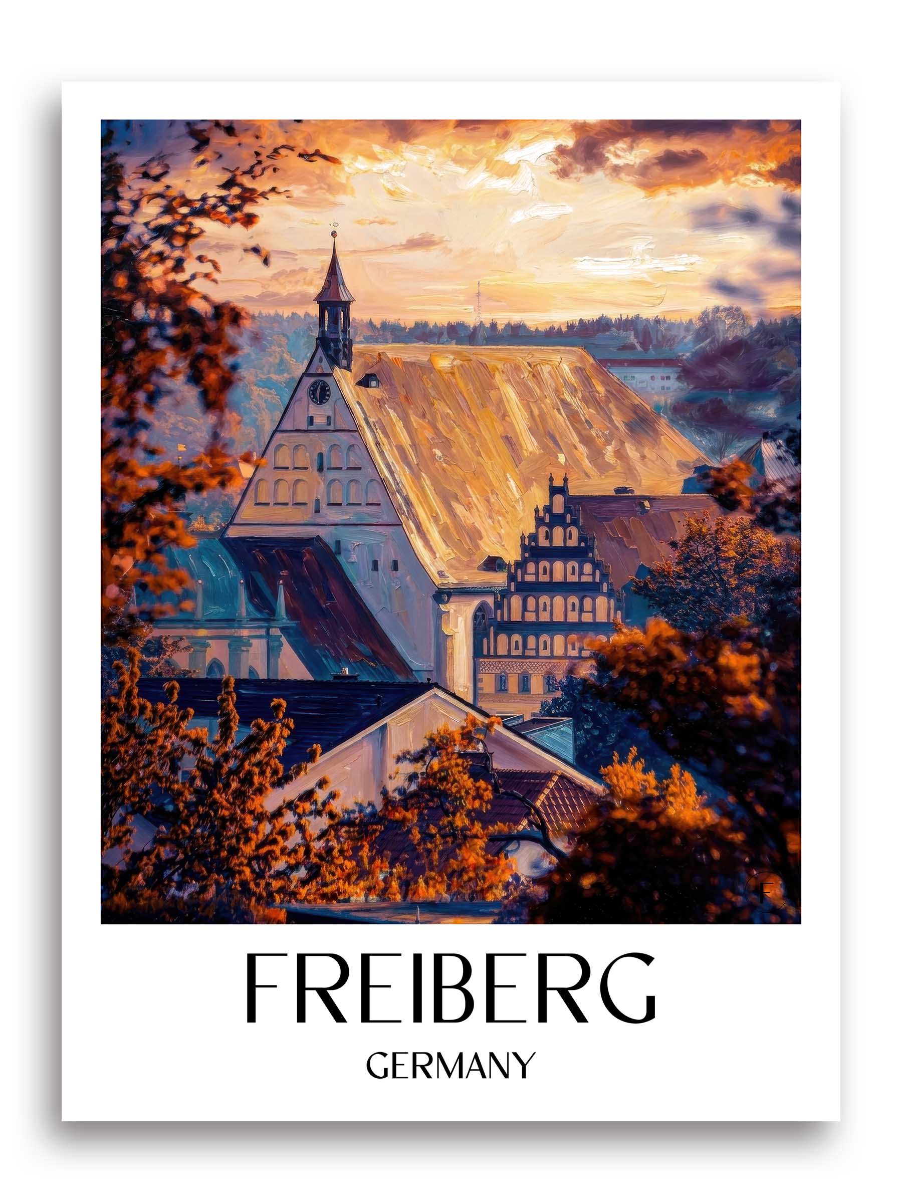 Freiberg Poster - Erzgebirge - Deutschland Kunstdruck - Ölgemälde von A4 bis A1 - favplace