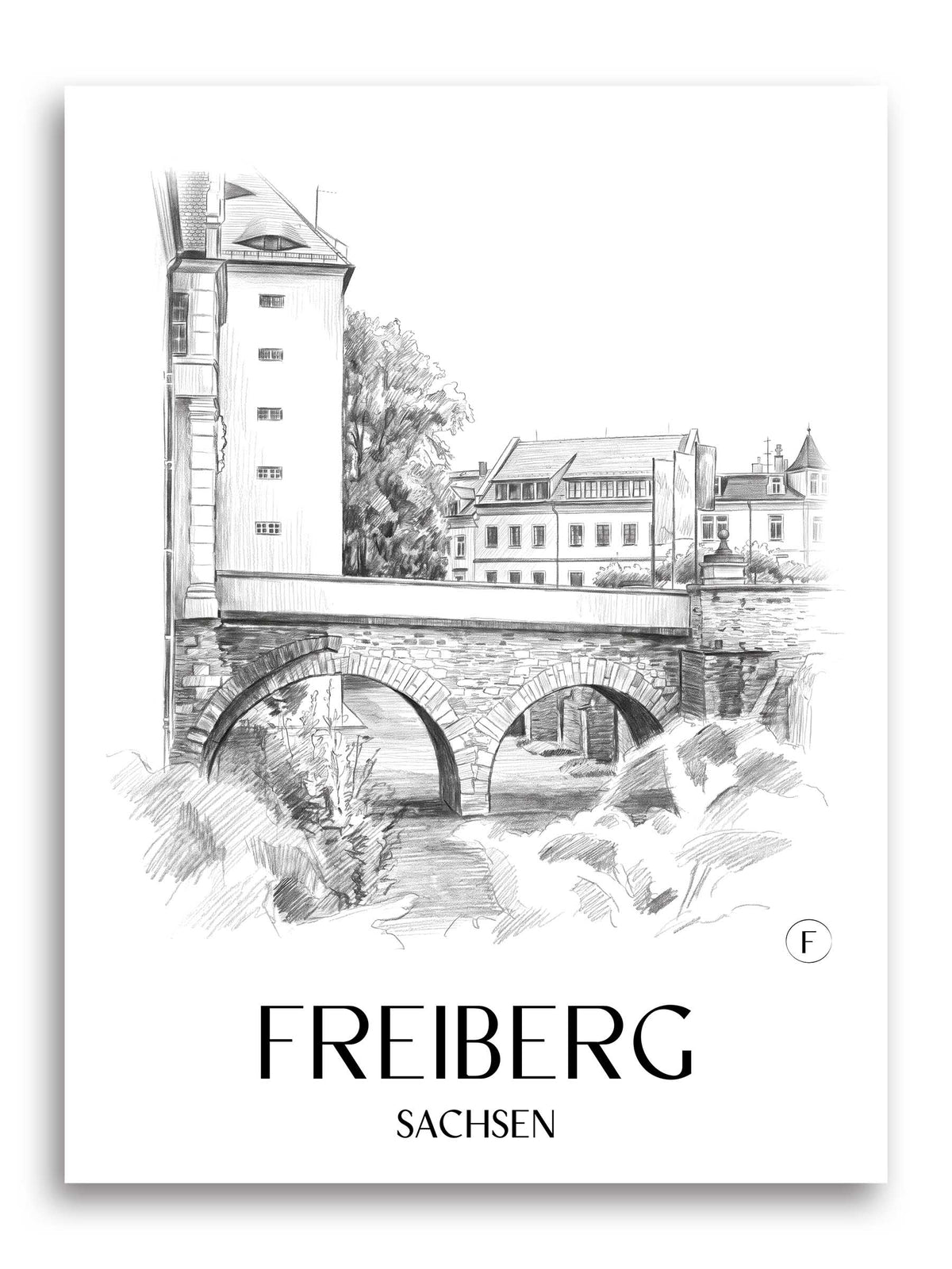 freiberg-sachsen-deutschland-poster-bleistift-zeichnung-drawing