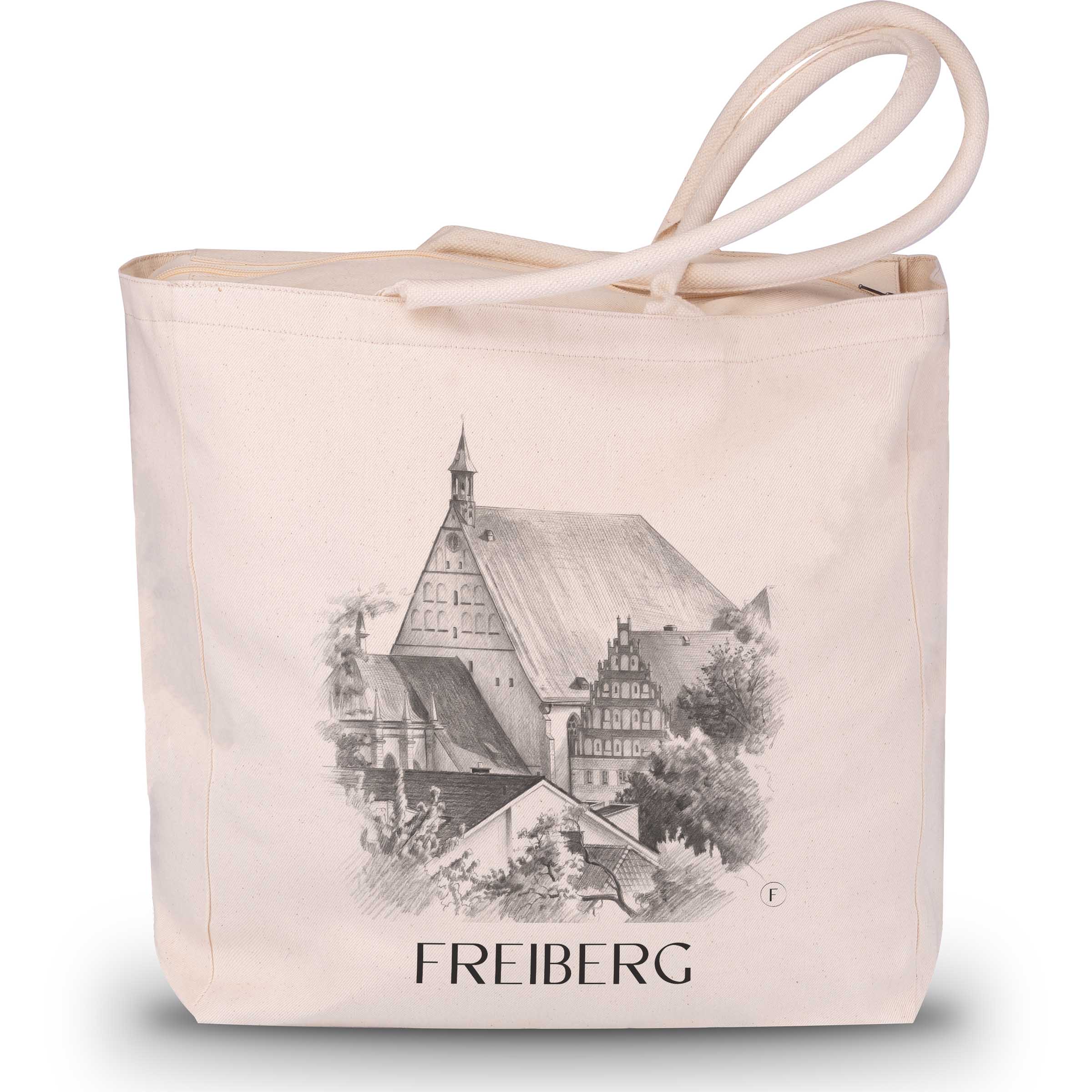 freiberg-erzgebirge-deutschland-einkaufstasche-bleistift-zeichnung-drawing