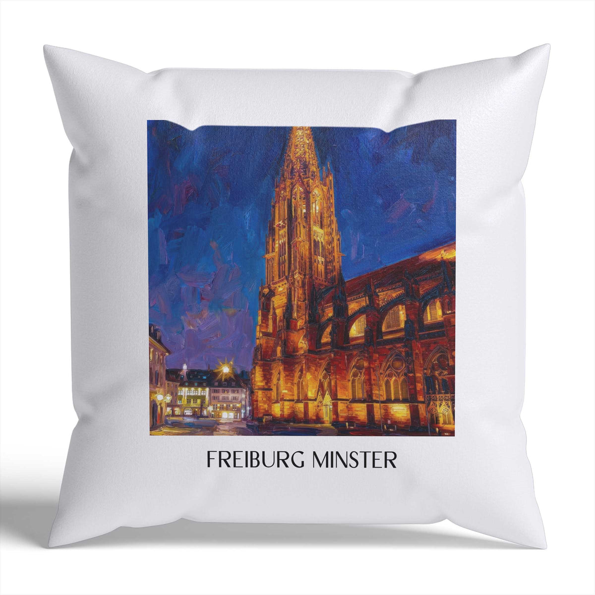Freiburger Münster Kissenhülle - Zierkissen Bezug - Schwarzwald - Deutschland Kissen bzw. Kissenbezug im Ölgemälde Stil - favplace