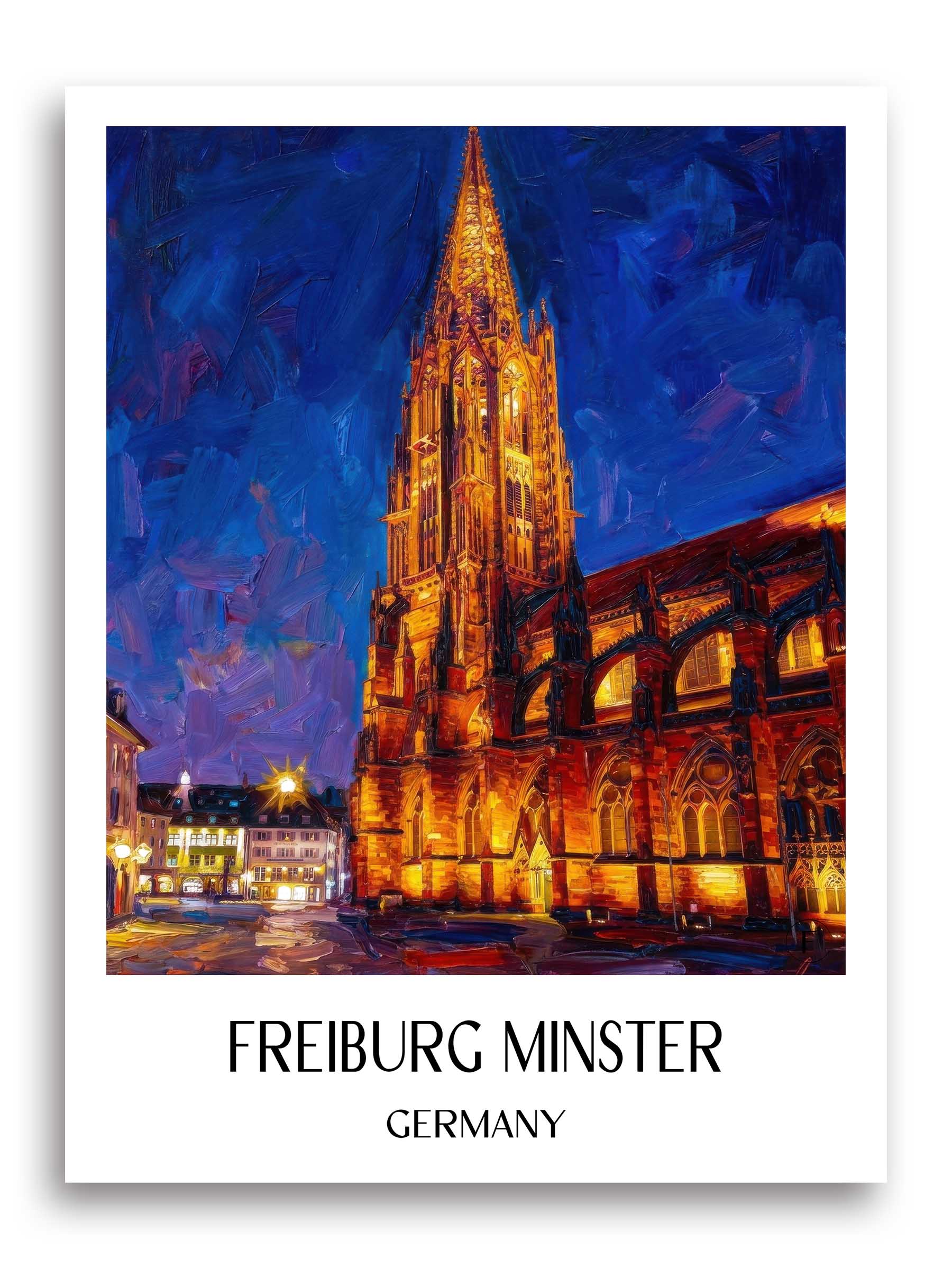 Freiburger Münster Poster - Schwarzwald - Deutschland Kunstdruck - Ölgemälde von A4 bis A1 - favplace