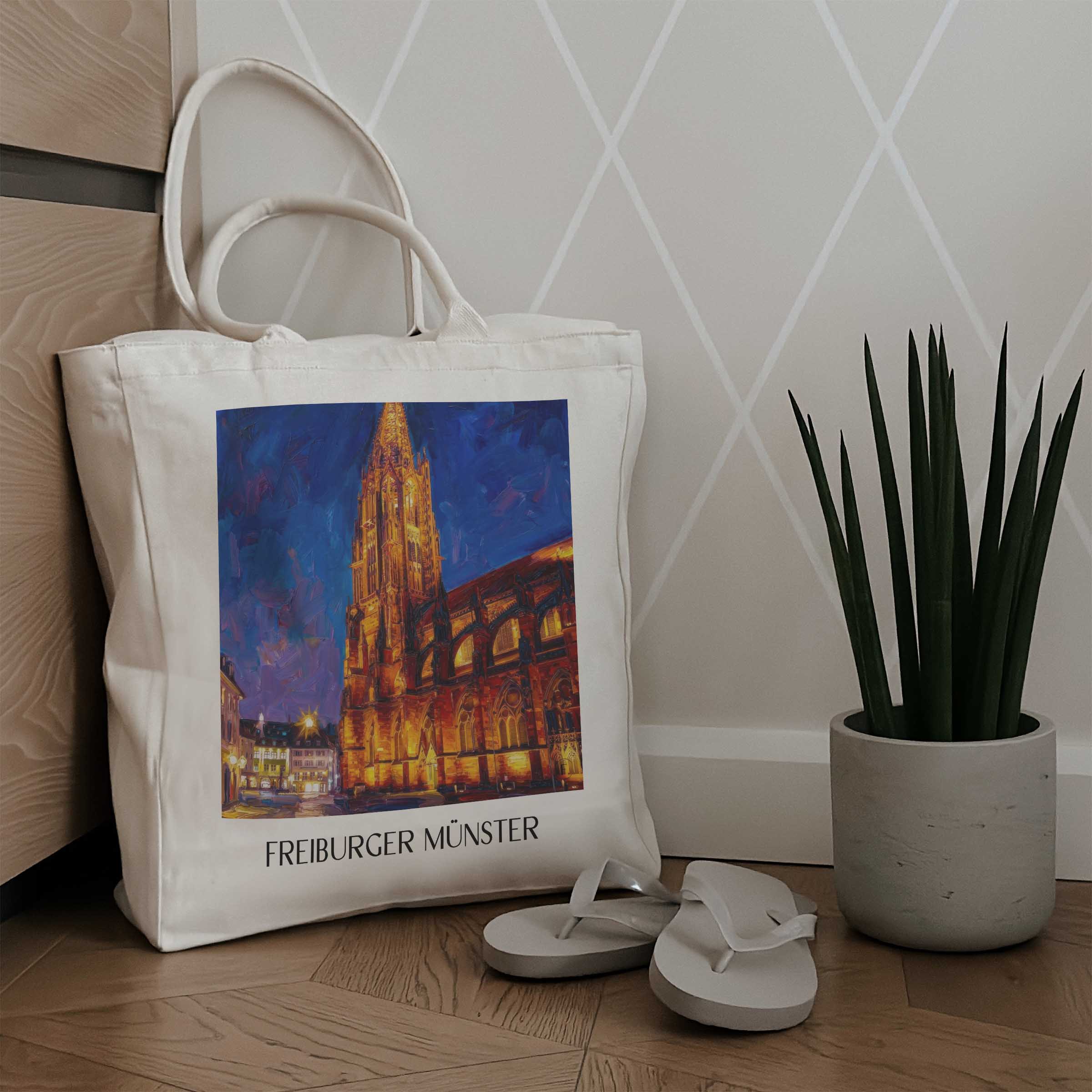 freiburger-münster-schwarzwald-deutschland-einkaufstasche-oil-painting-oelgemaelde