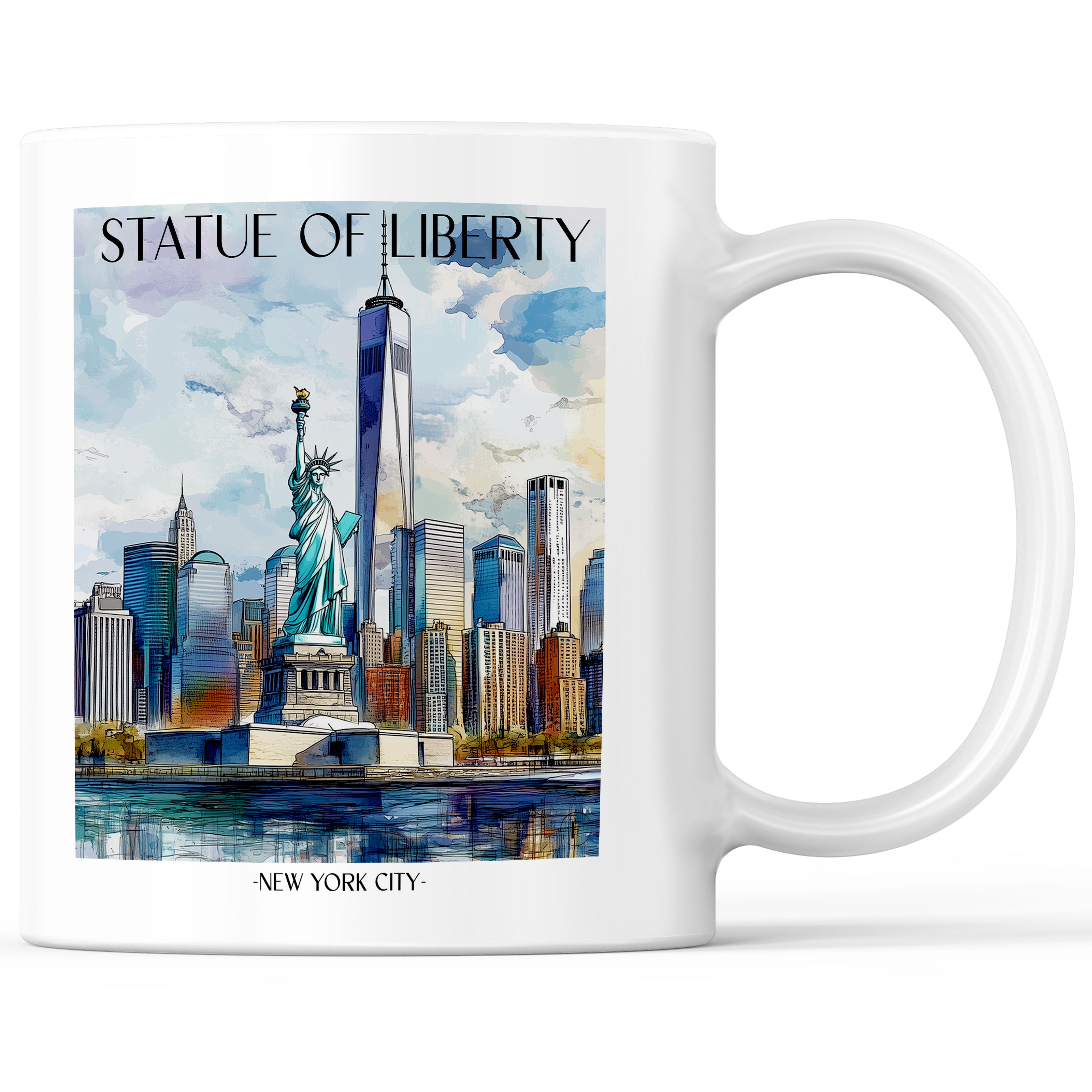 Freiheitsstatue Kaffeebecher - New York City - USA Becher - Kaffeetasse im Aquarell Stil - favplace