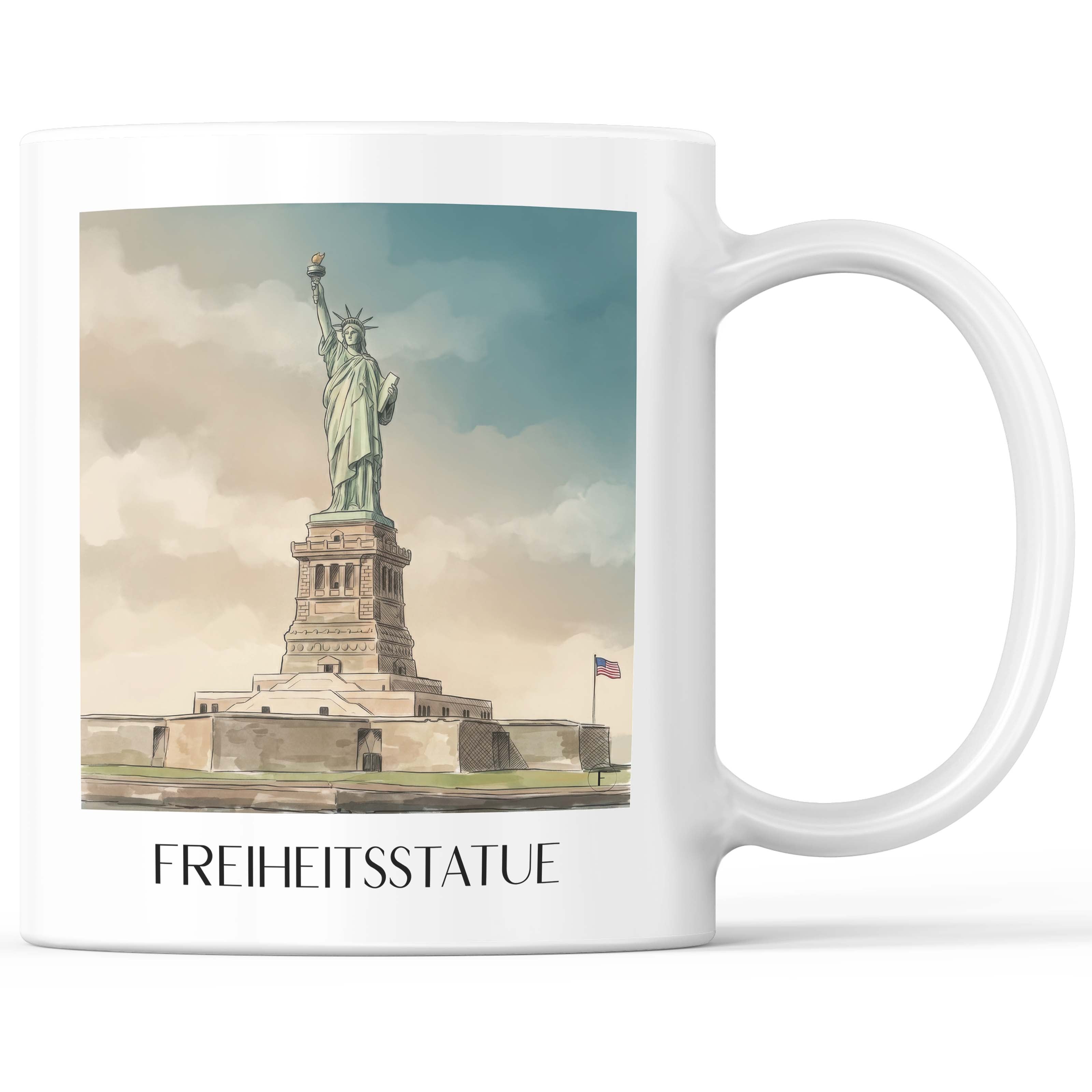 Freiheitsstatue Kaffeebecher - New York City - USA Becher - Kaffeetasse im Aquarell Stil - favplace