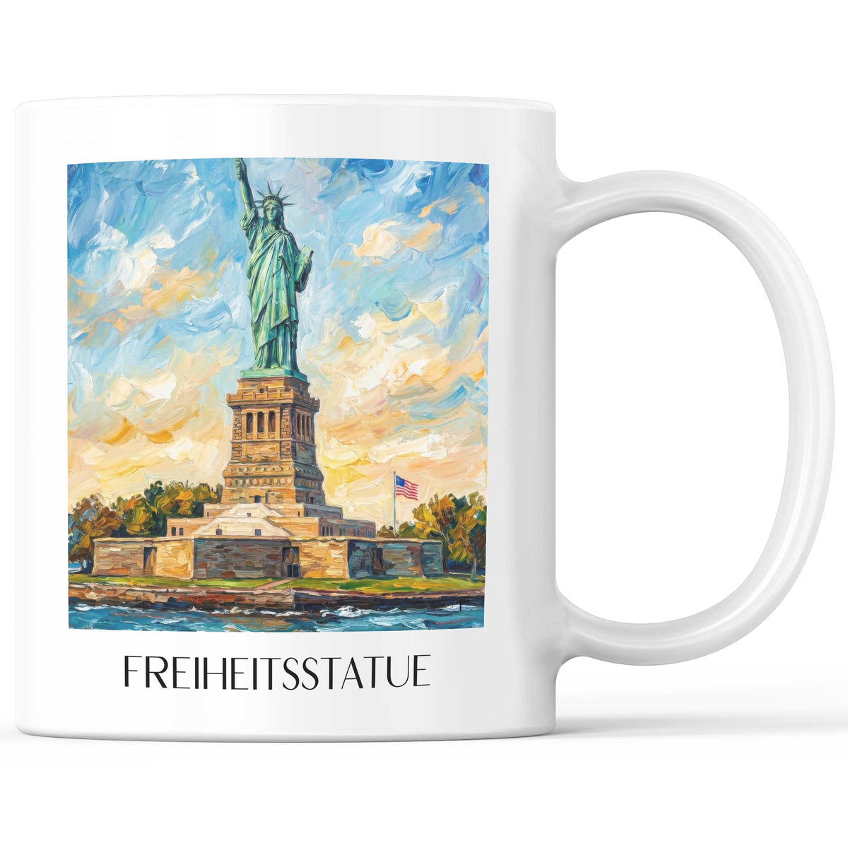 Freiheitsstatue Kaffeebecher - New York City - USA Becher - Kaffeetasse im Ölgemälde Stil - favplace