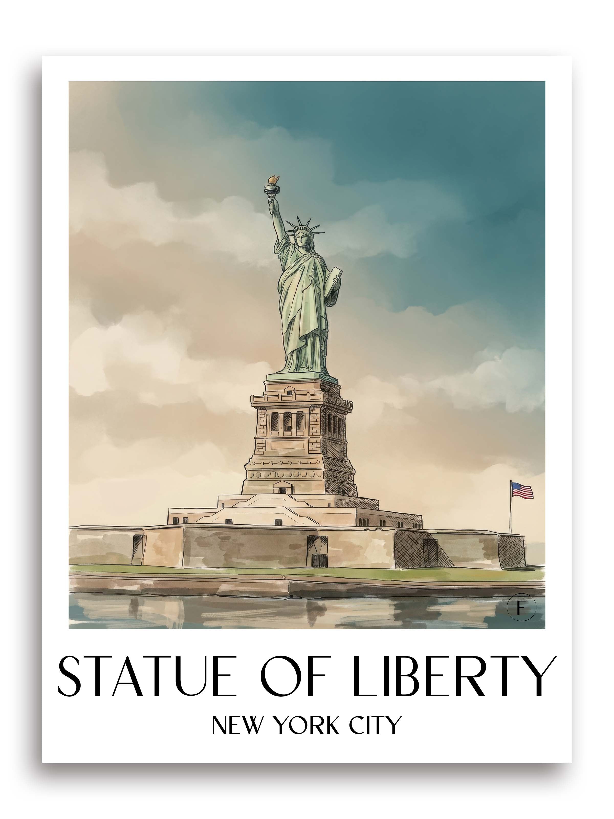Freiheitsstatue Poster - New York City - USA Kunstdruck - Aquarell von A4 bis A1 - favplace