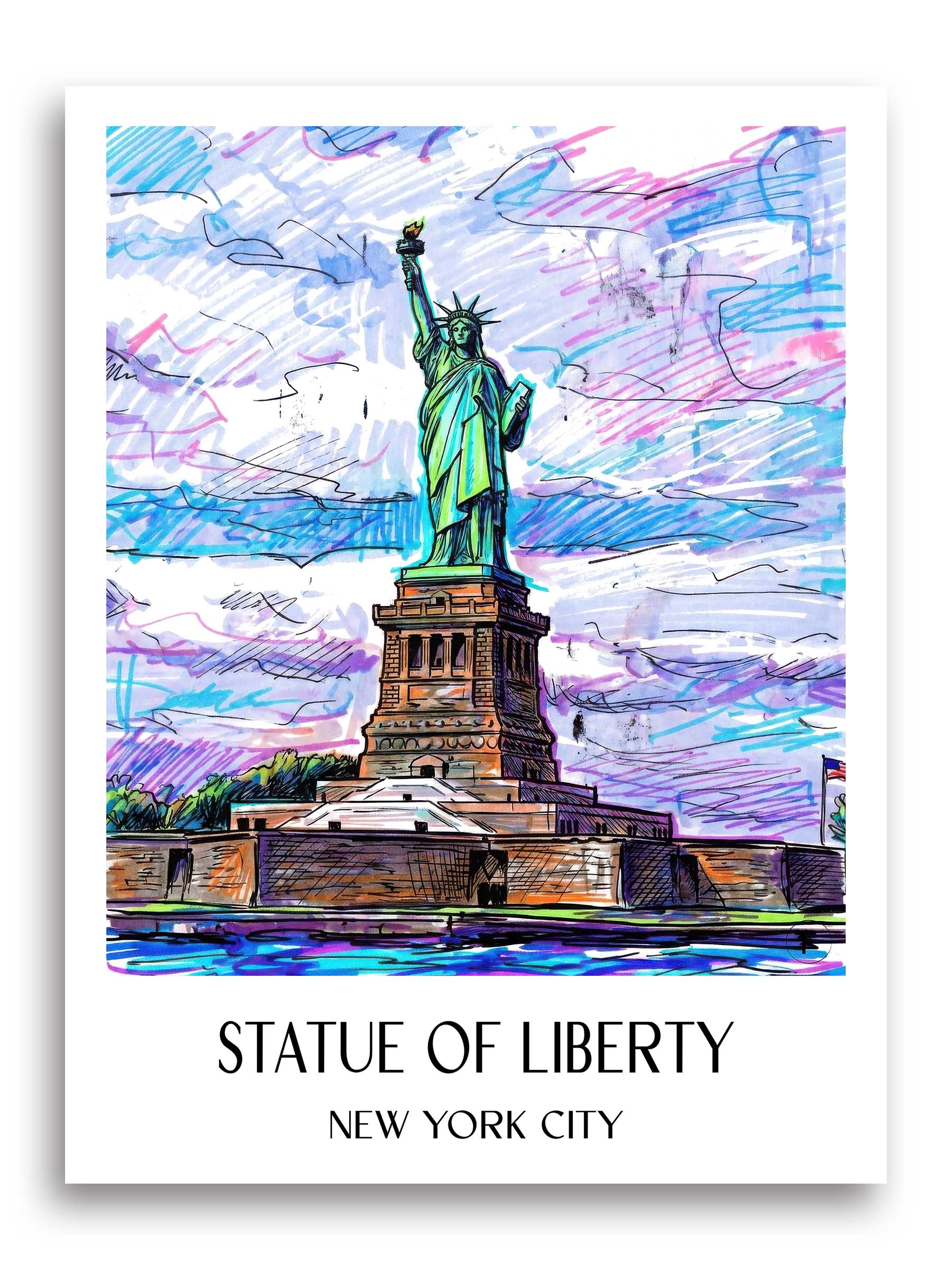 Freiheitsstatue Poster - New York City - USA Kunstdruck - Tag Graffiti von A4 bis A1 - favplace