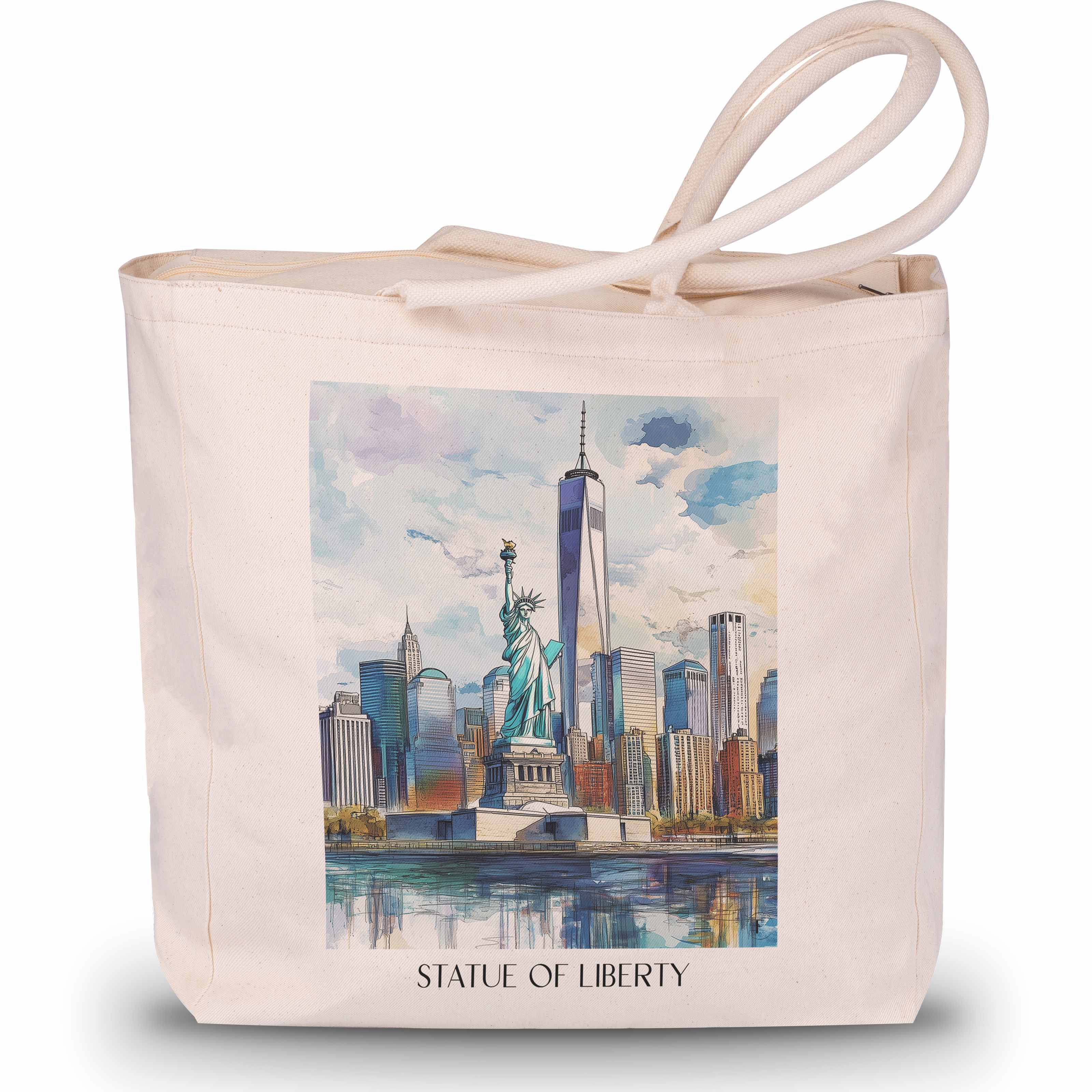 Freiheitsstatue Shopping Tasche - New York City - USA Tote Bag - Einkaufstasche im Aquarell Stil - favplace