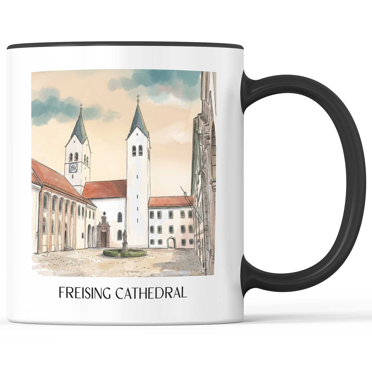 Freisinger Dom Kaffeebecher - Oberbayern - Deutschland Becher - Kaffeetasse im Aquarell Stil - favplace