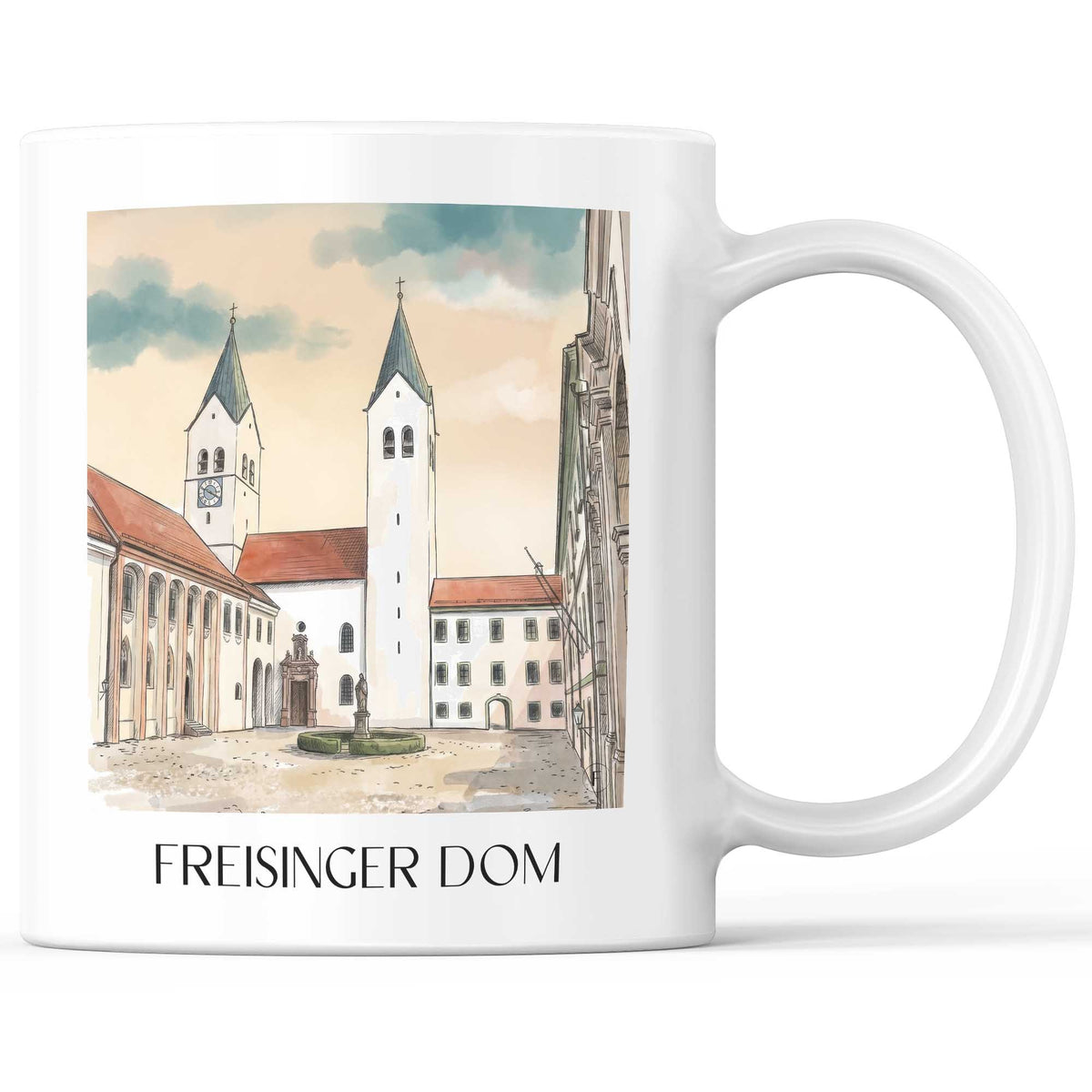 Freisinger Dom Kaffeebecher - Oberbayern - Deutschland Becher - Kaffeetasse im Aquarell Stil - favplace