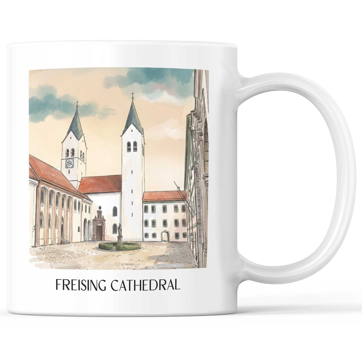 Freisinger Dom Kaffeebecher - Oberbayern - Deutschland Becher - Kaffeetasse im Aquarell Stil - favplace