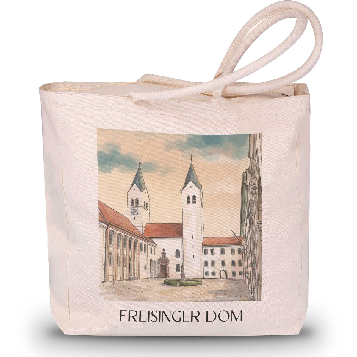 freisinger-dom-oberbayern-deutschland-einkaufstasche-aquarell