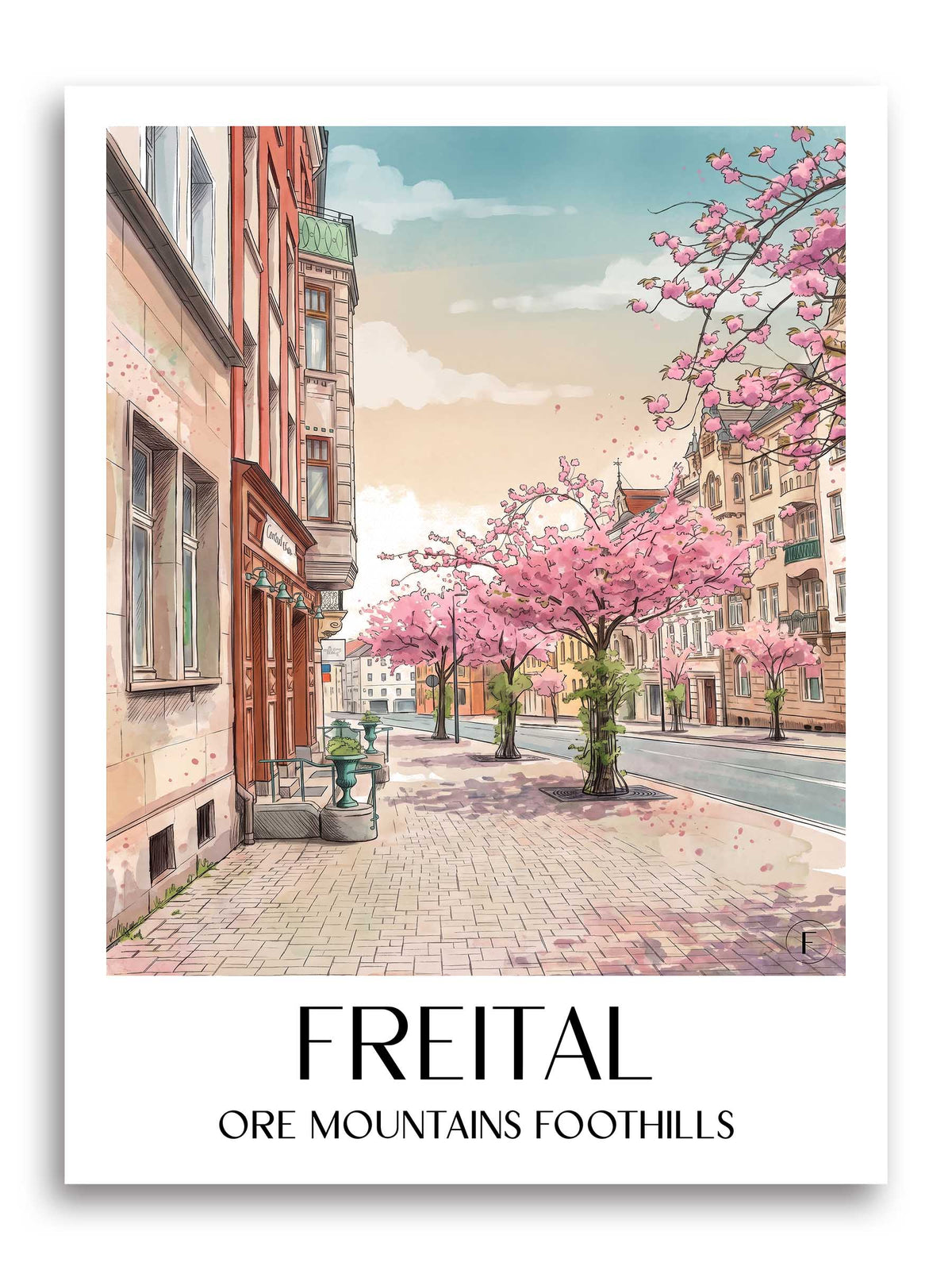Freital Poster - Erzgebirgsvorland - Deutschland Kunstdruck - Aquarell von A4 bis A1 - favplace