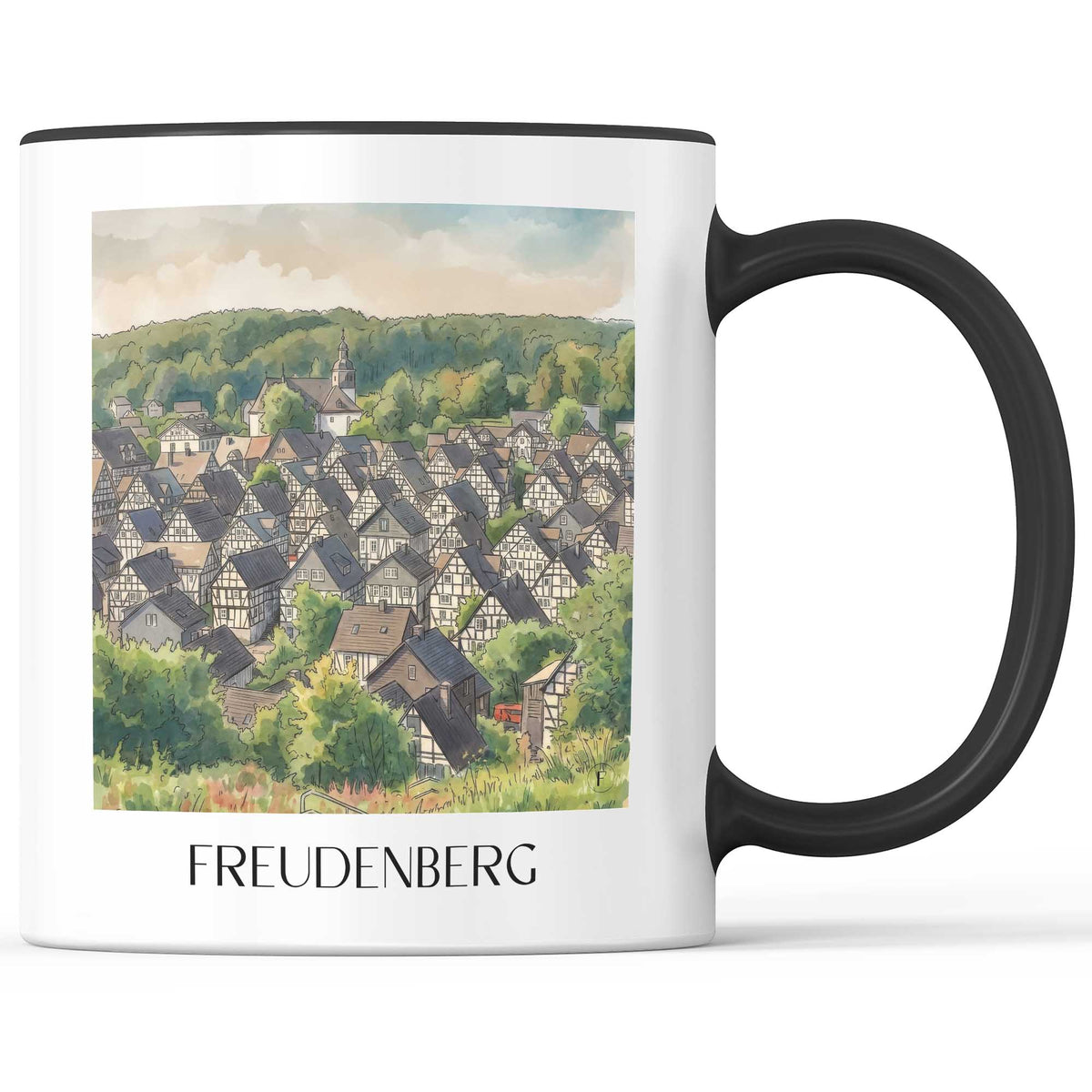 Freudenberg Kaffeebecher - Siegerland - Deutschland Becher - Kaffeetasse im Aquarell Stil - favplace