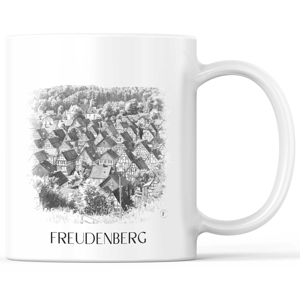 Freudenberg Kaffeebecher - Siegerland - Deutschland Becher - Kaffeetasse im Zeichnung Stil