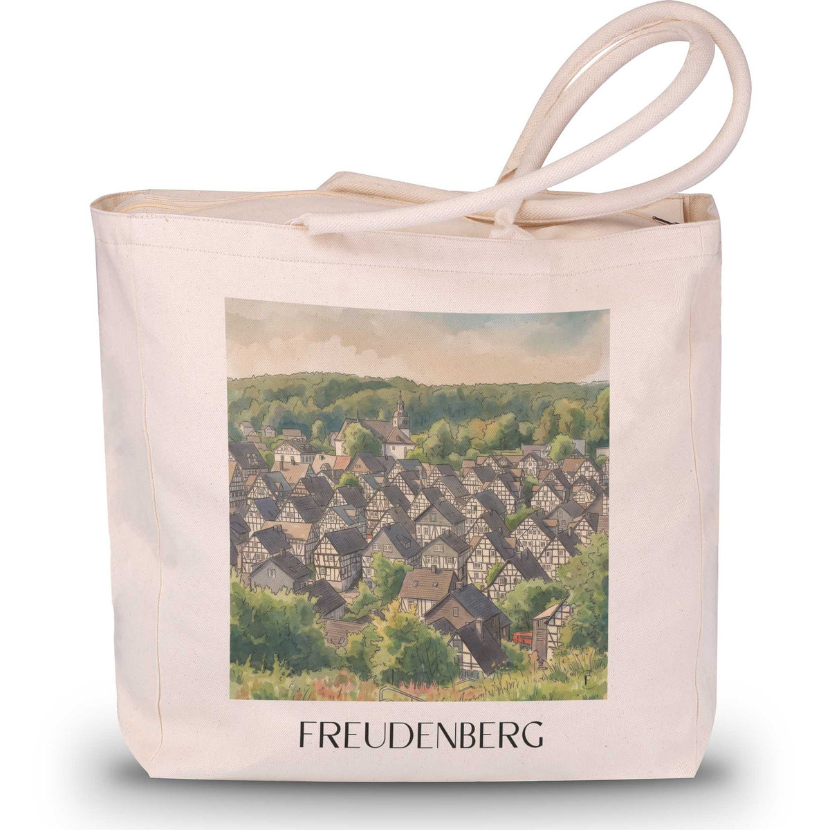 Freudenberg Shopping Tasche - Siegerland - Deutschland Tote Bag - Einkaufstasche im Aquarell Stil - favplace