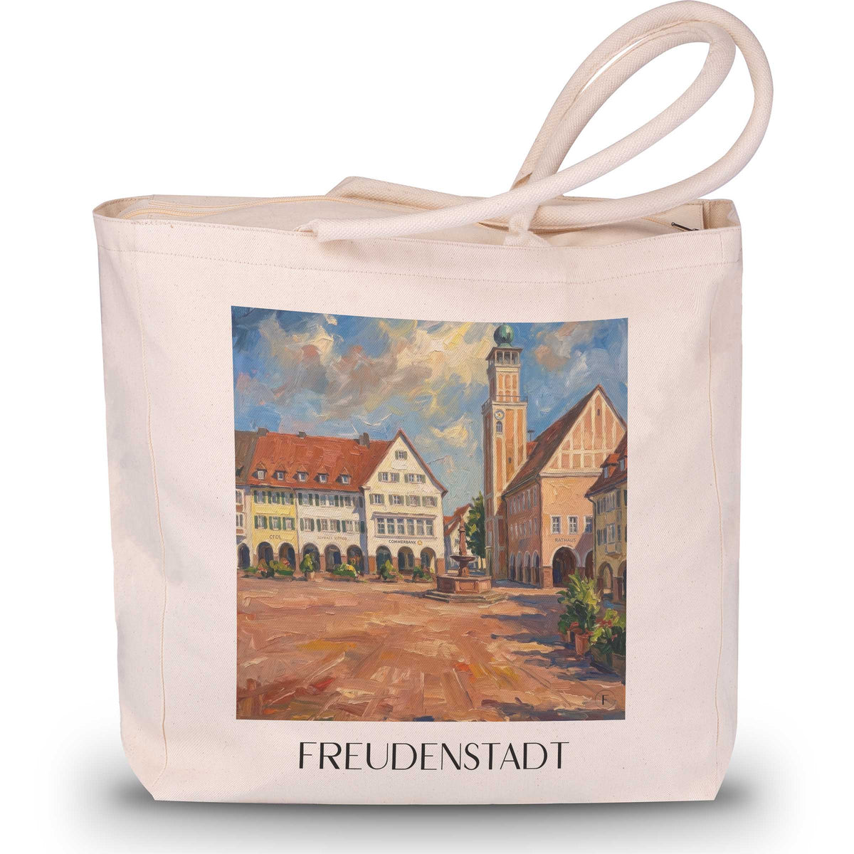 Freudenstadt Shopping Tasche - Schwarzwald - Deutschland Tote Bag - Einkaufstasche im Ölgemälde Stil - favplace