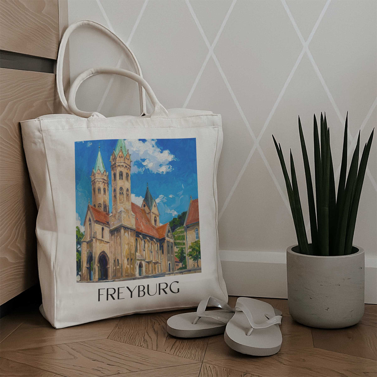 freyburg-saale-deutschland-einkaufstasche-oil-painting-oelgemaelde